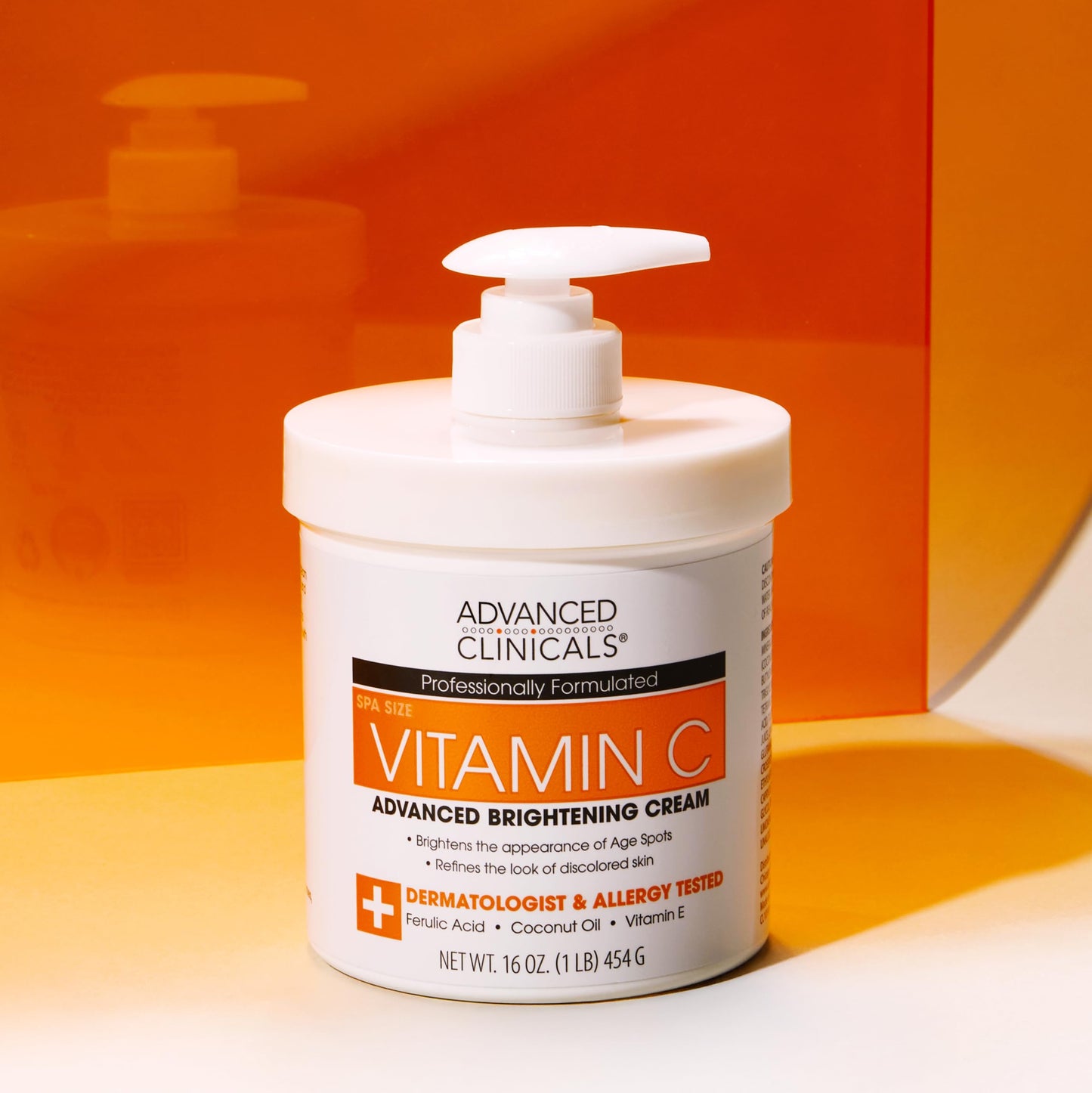 Firebrick Advanced Clinicals Vitamin C Cream Visibly Brightening Body Lotion | Vitamin C Moisturizer Skin Care Body Cream For Women & Men Visibly Improves Look Of Dark Spots & Uneven Skin Tone, W/Travel Size