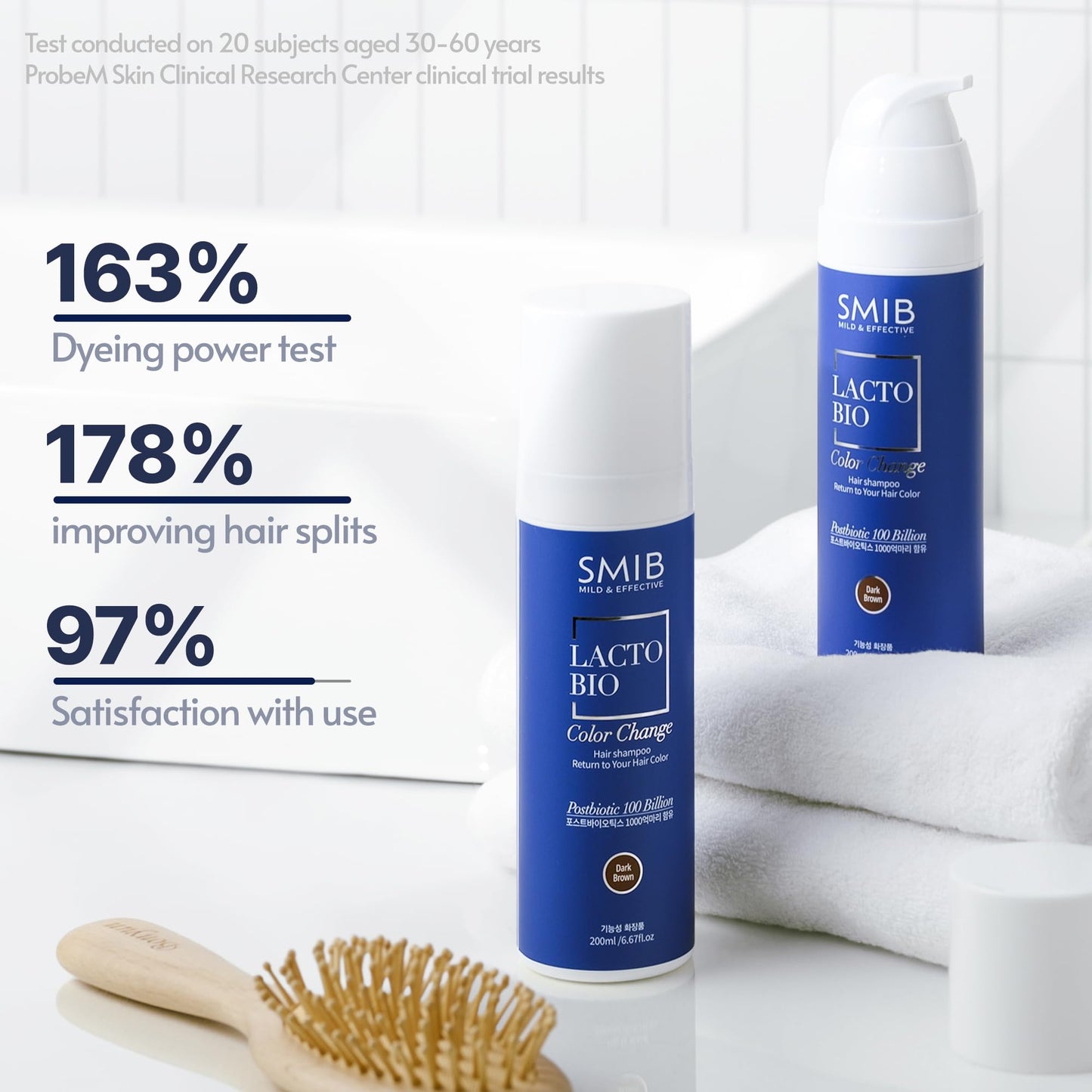 White Smoke SMIB Lactobio Hair Dye Shampoo | Gradual Gray Reduction with Probiotics | Natural Hair Darkening in 3-5 Minutes | Gentle Korean Formula for Daily Use (6.76 fl oz) (Dark Brown)