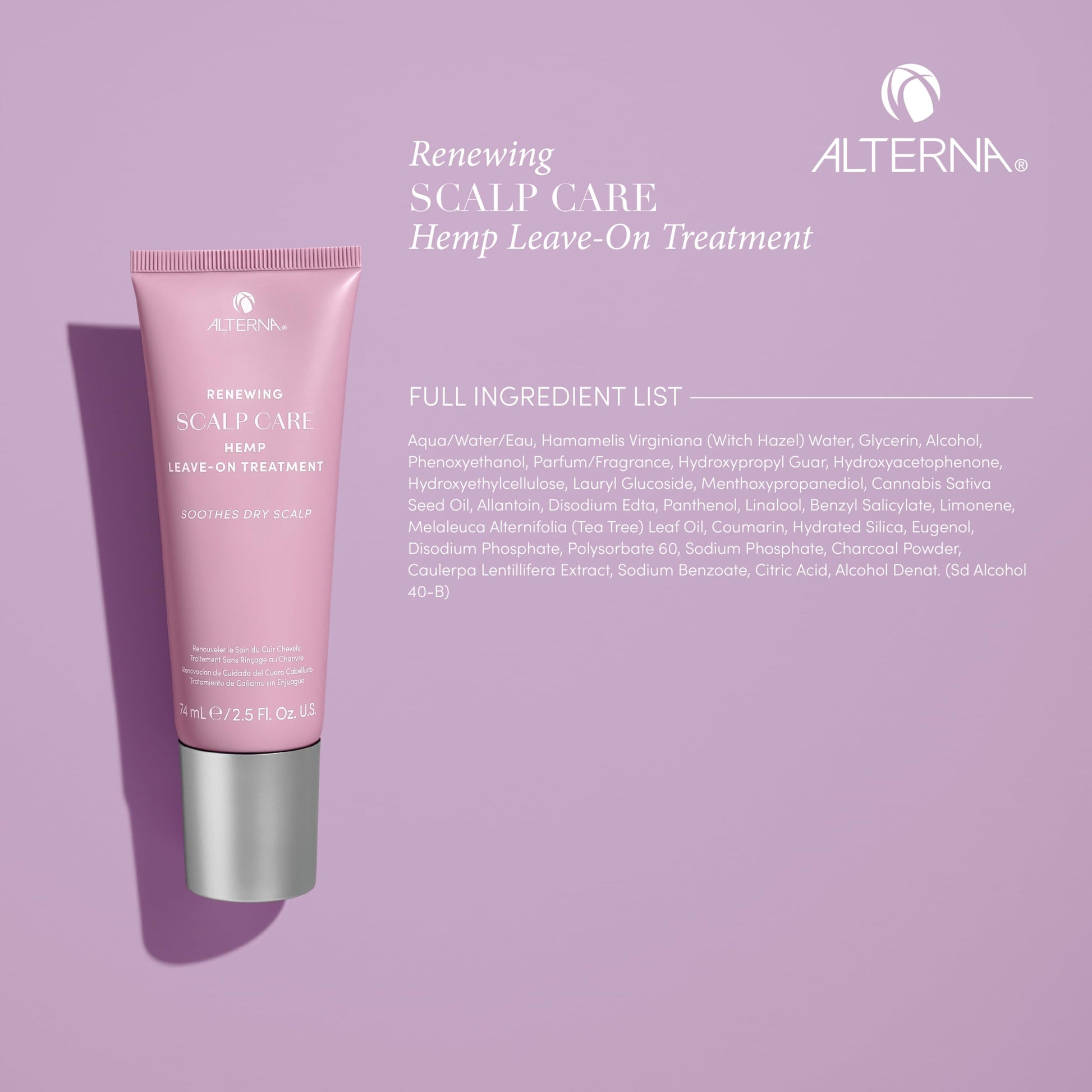Gray Alterna Haircare Renewing Scalp Care Hemp Leave On Vegan Hair and Scalp Treatment, 2.5 Fl Oz Lightweight and Fast Absorbing to Moisturize, Soothe and Calm Scalp