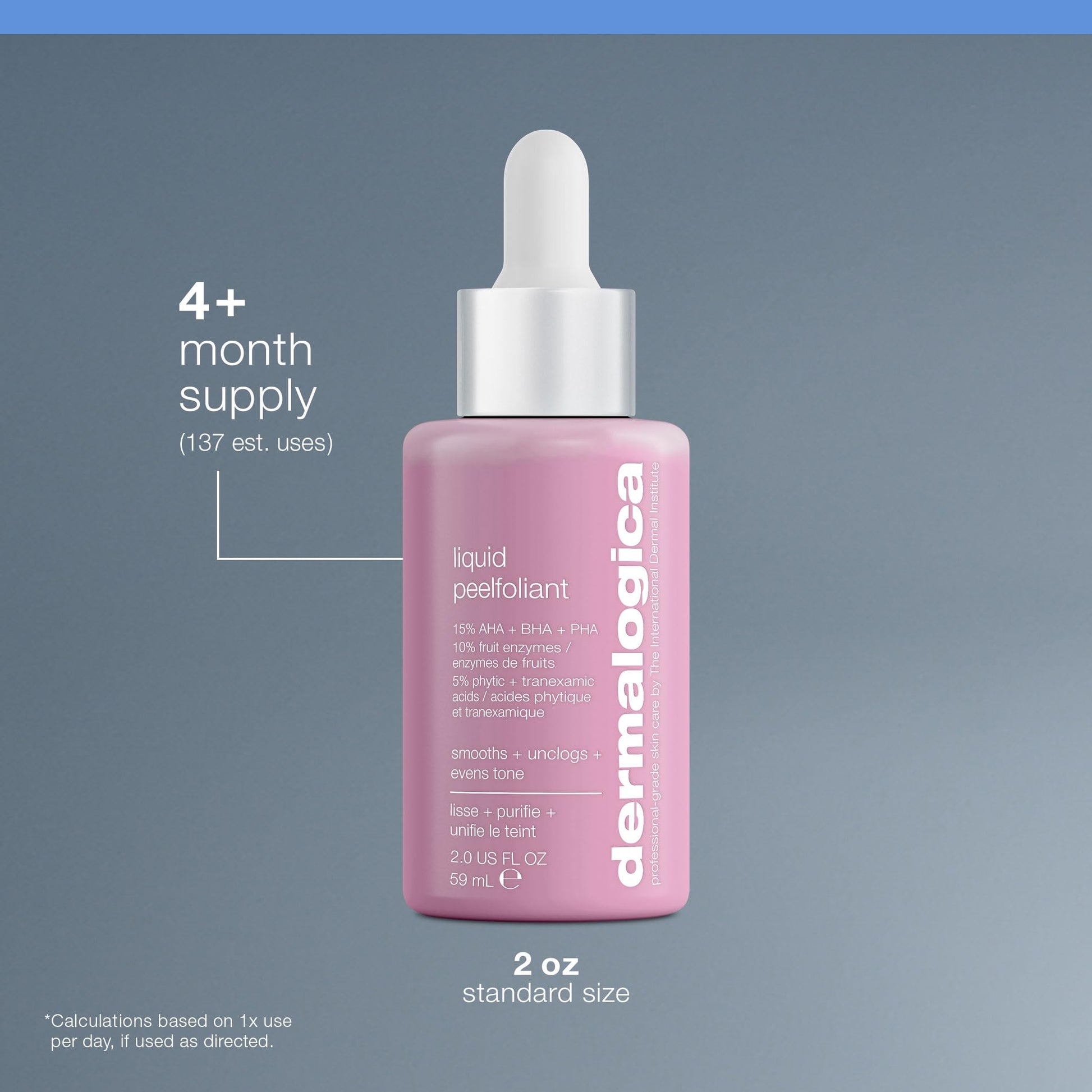 Slate Gray Dermalogica Liquid Peelfoliant with Glycolic Acid, Face Exfoliator Peel with AHA BHA PHA, Smooths Fine Lines and Wrinkles, Unclogs Pores, and Improve Skin Tone - 2 fl oz