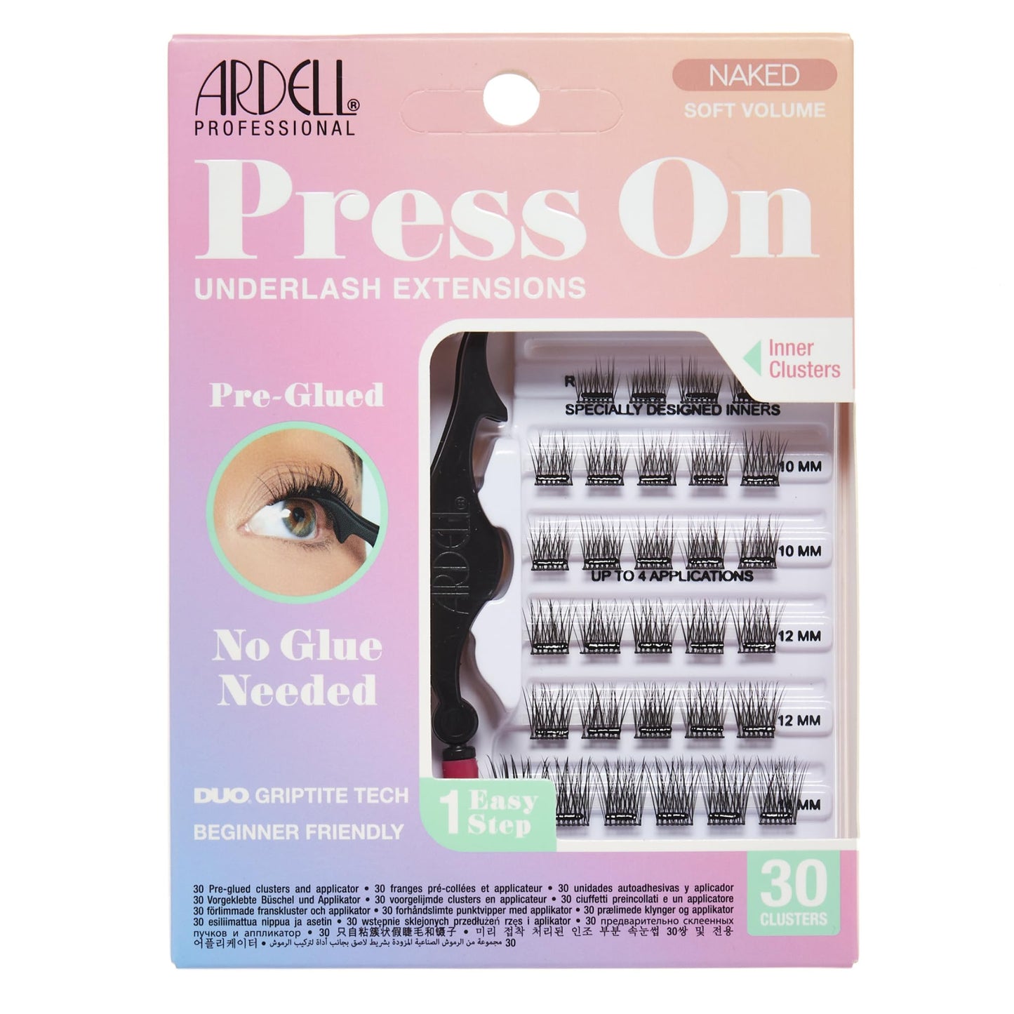 Thistle Ardell Naked Press On Lashes Pre-Glued Underlash Cluster Eyelash Extensions - Self Adhesive Eyelashes, Soft Volume, No Glue Needed Lash Clusters, DIY Lash Extension Kit