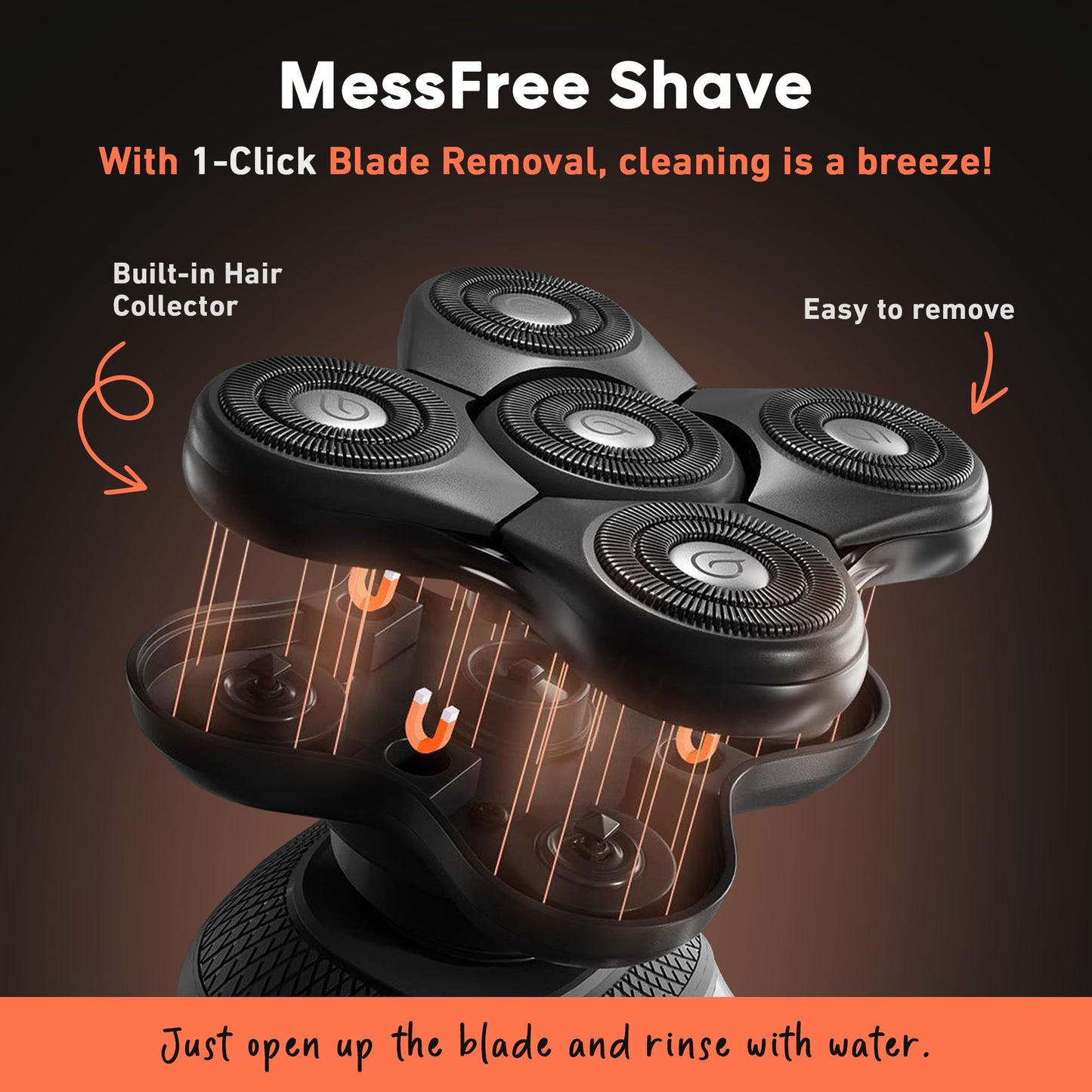 Dark Slate Gray Groomie Cordless Bald Head Shavers for Men, BaldiePro Head Grooming Kit - Ergonomic & Waterproof Head Shavers for Bald Men - Electric Hair Shaver & Head Razor - Men's Rotary Shaver for Smooth Shave