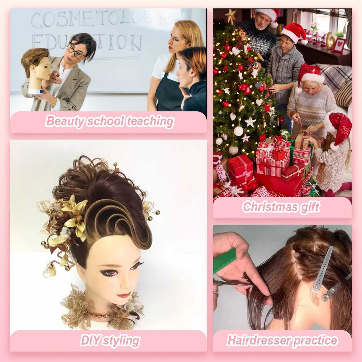 White Smoke ZOMOI Mannequin Head, Mannequin Head Human Hair, 80% Real Hair for Hairdresser Practice Cutting Braiding Hair Styling with Clamp Holder and Tools