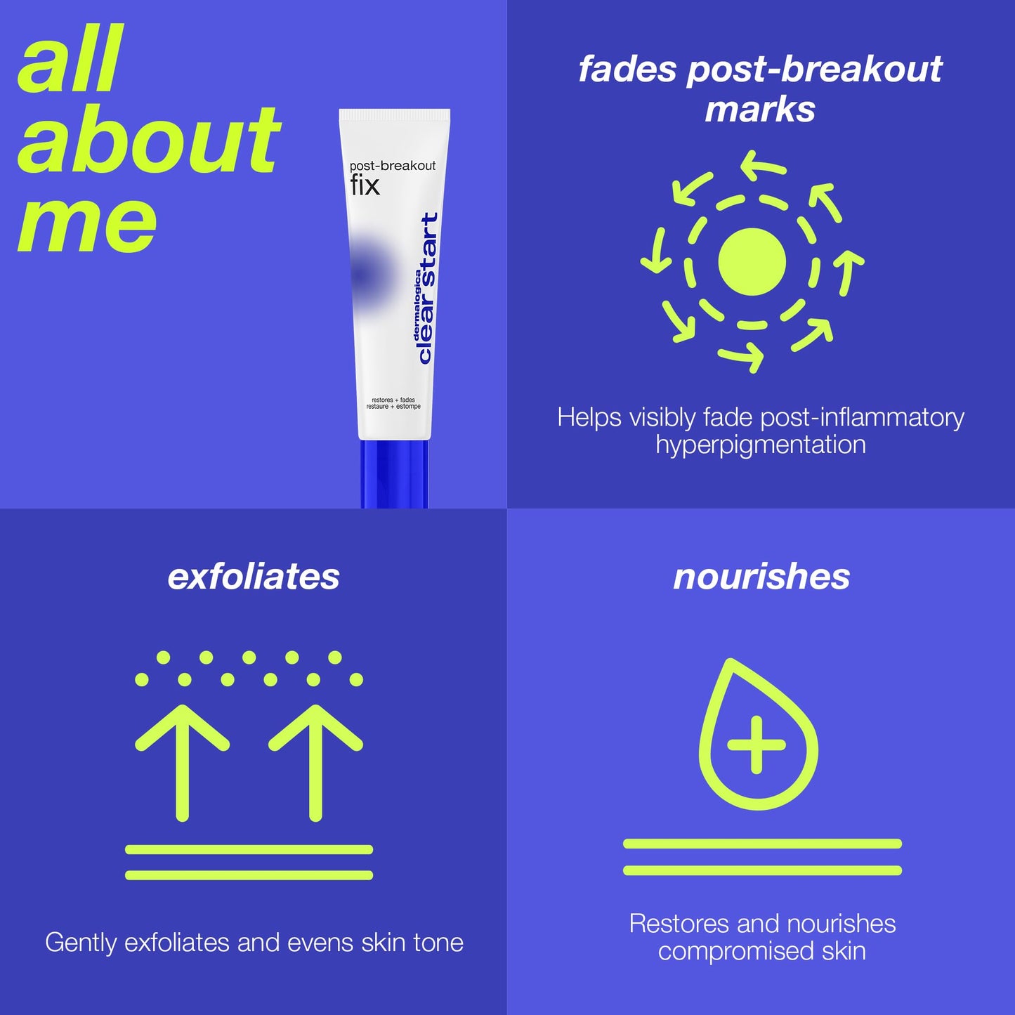 Slate Blue Dermalogica Clear Start Post-Breakout Fix, Acne Dark Spot Treatment with Salicylic Acid, Squalene & Hexylresorcinol, Fade + Brighten Acne Marks