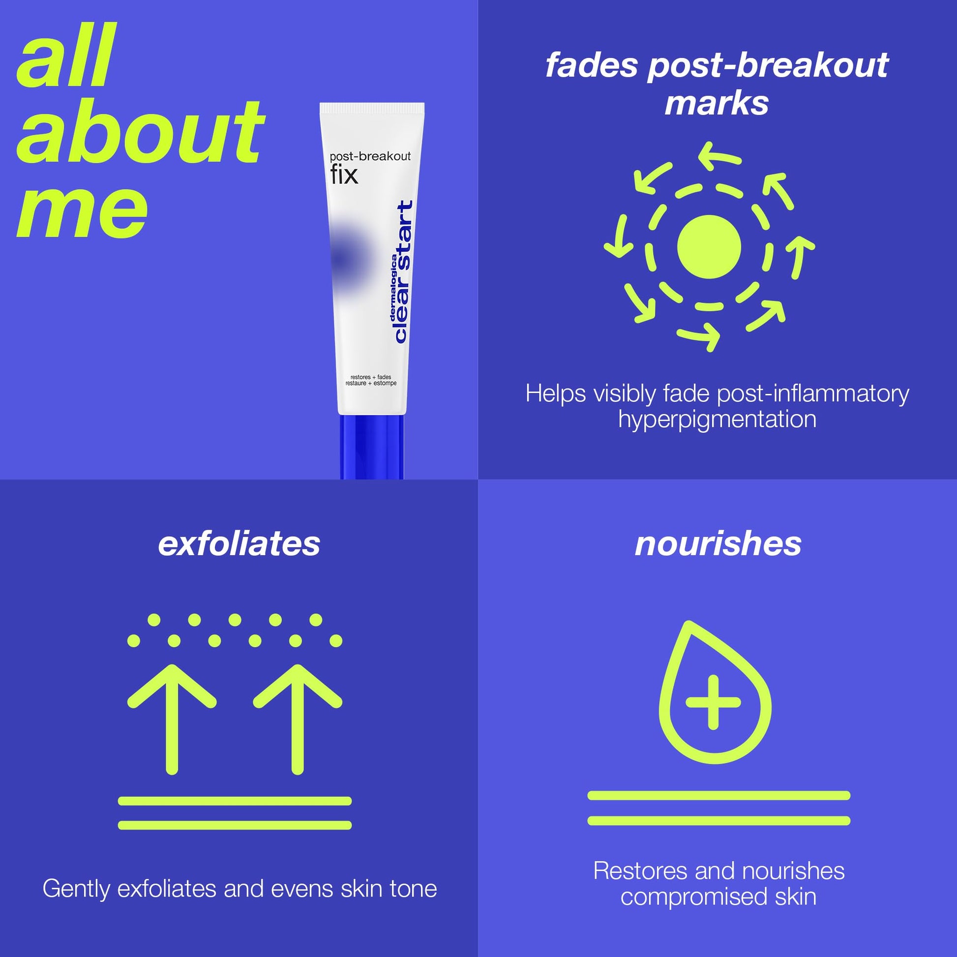 Slate Blue Dermalogica Clear Start Post-Breakout Fix, Acne Dark Spot Treatment with Salicylic Acid, Squalene & Hexylresorcinol, Fade + Brighten Acne Marks