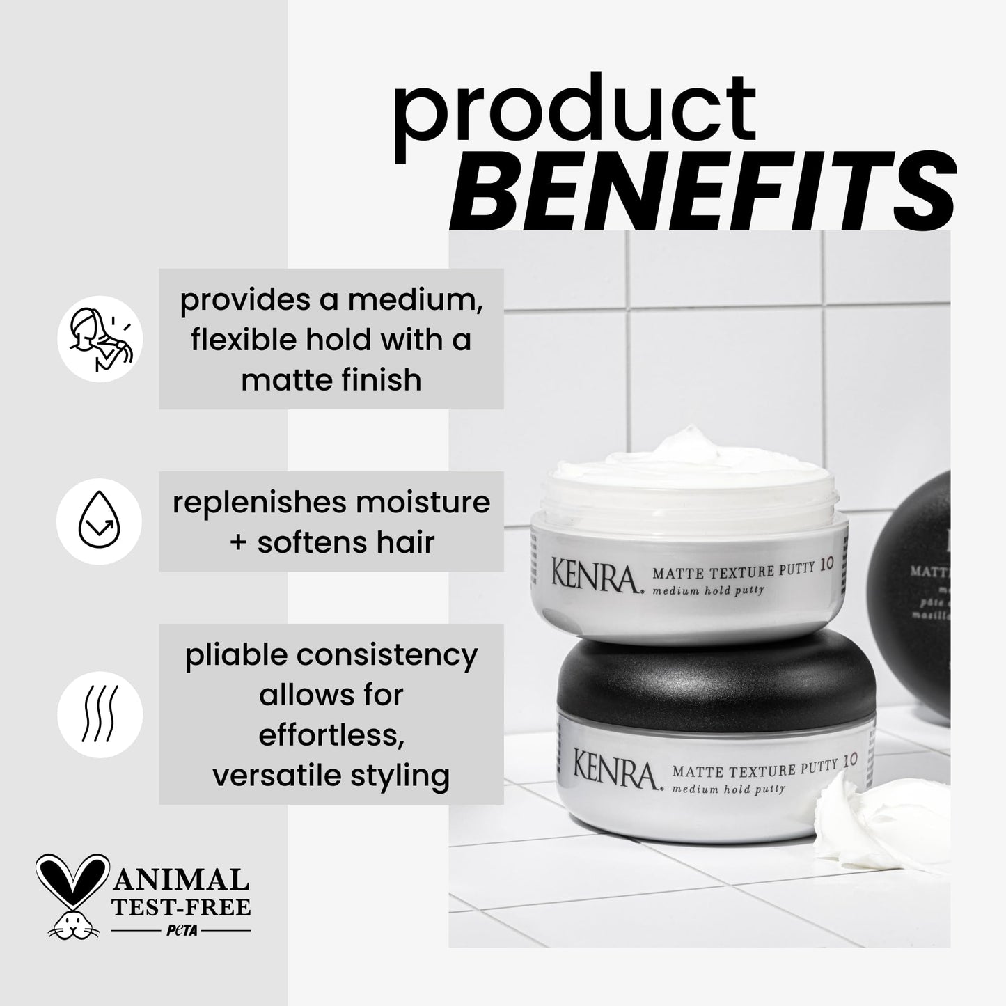 Lavender Kenra Professional Matte Texture Putty 10 | Medium Hold Styler | Flexible Hold With A Matte Finish | Replenishes Moisutre & Softens Hair | All Hair Types | 2 oz