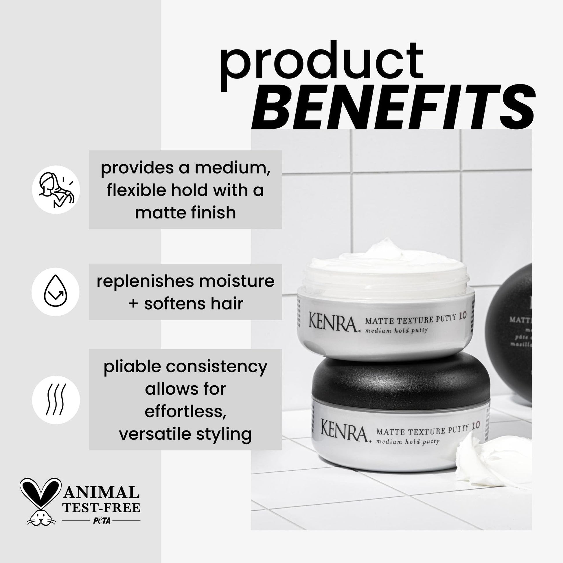 Lavender Kenra Professional Matte Texture Putty 10 | Medium Hold Styler | Flexible Hold With A Matte Finish | Replenishes Moisutre & Softens Hair | All Hair Types | 2 oz