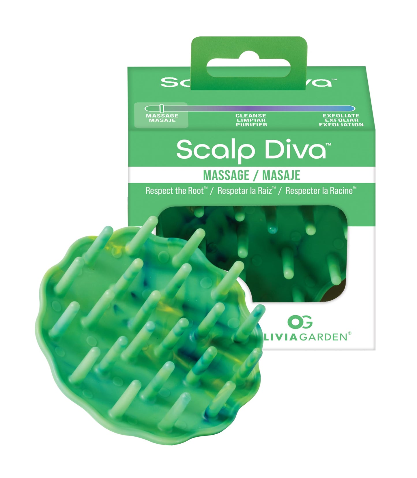 White Smoke Olivia Garden Scalp Diva Scalp Care Brush - Healthy hair starts with a healthy scalp - Helps with Exfoliating, Cleansing and Massaging - Professional Hair Care Tool for All Lengths - Snag-Free Design