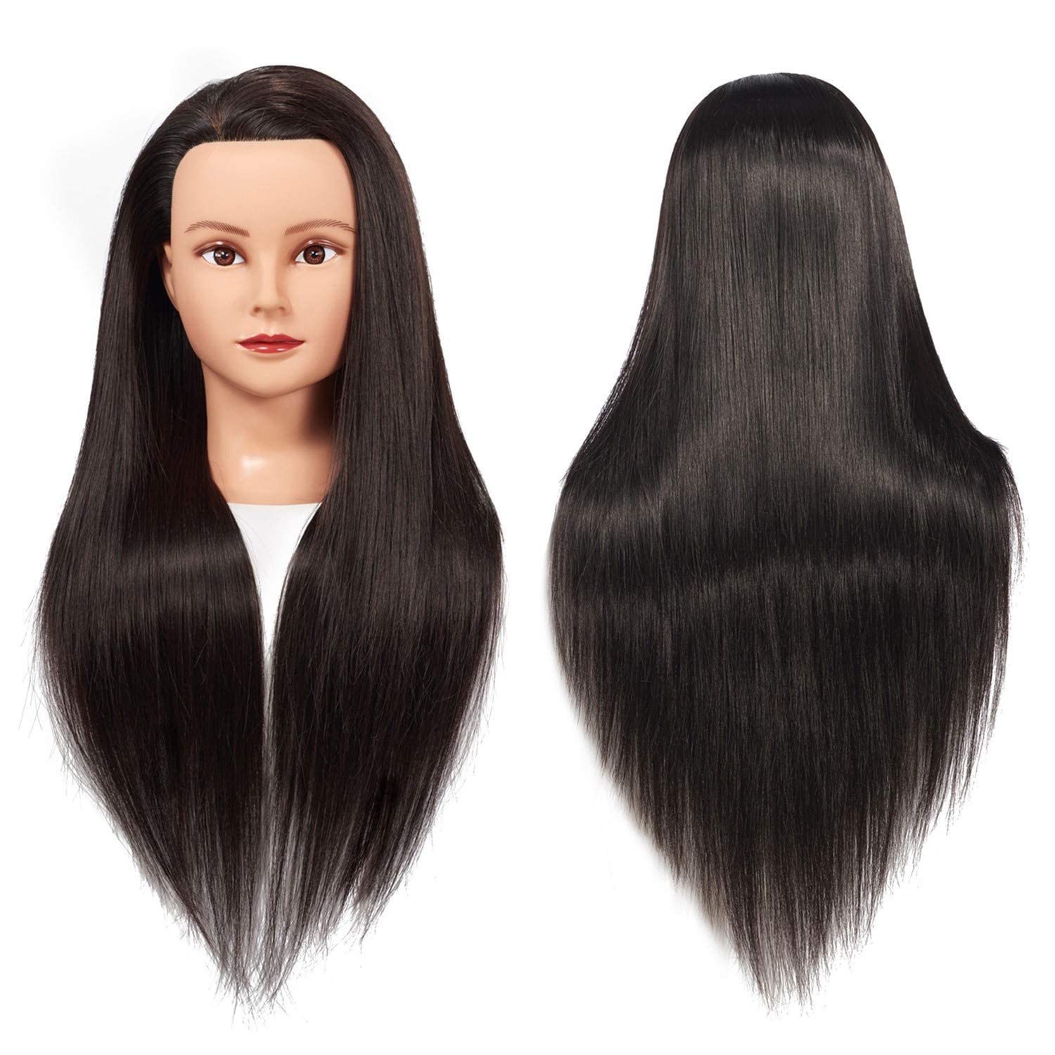 White Smoke Headstar Mannequin Head 26-28" Synthetic Fiber Manikin Head Hairdresser Styling Training Head Training Model Cosmetology Doll Head Hair for Practice Cutting Braiding with Free Clamp Stand 7E6606LB0220