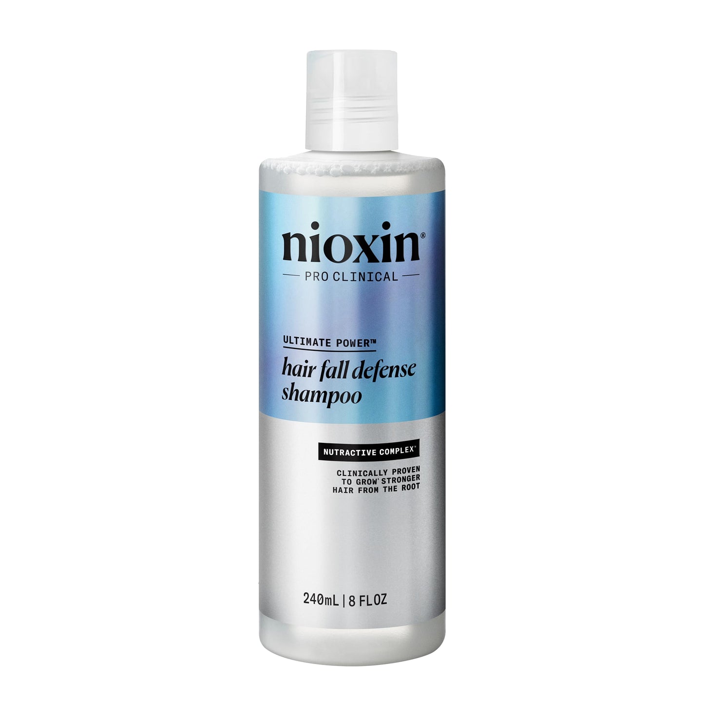 White Smoke NIOXIN Hair Fall Defense Shampoo | Activates Hair Follicles for Visibly Less Hair Loss | With Niacinamide, Caffeine, Lauric Acid, and Sandalore | 8.1 Fl Oz.