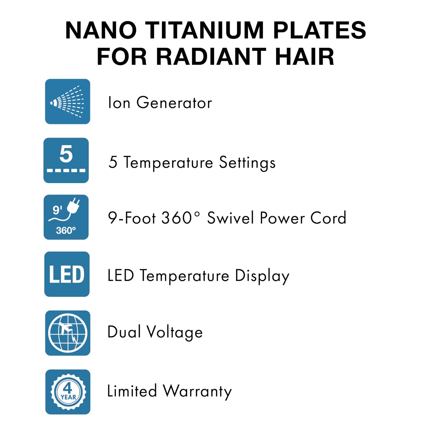 White Smoke BaBylissPRO Nano Titanium Ionic Flat Iron Hair Straightener, 1/4" Hair Straightener Iron for Smooth, Shiny, Frizz- Free Hair and All Hair Types
