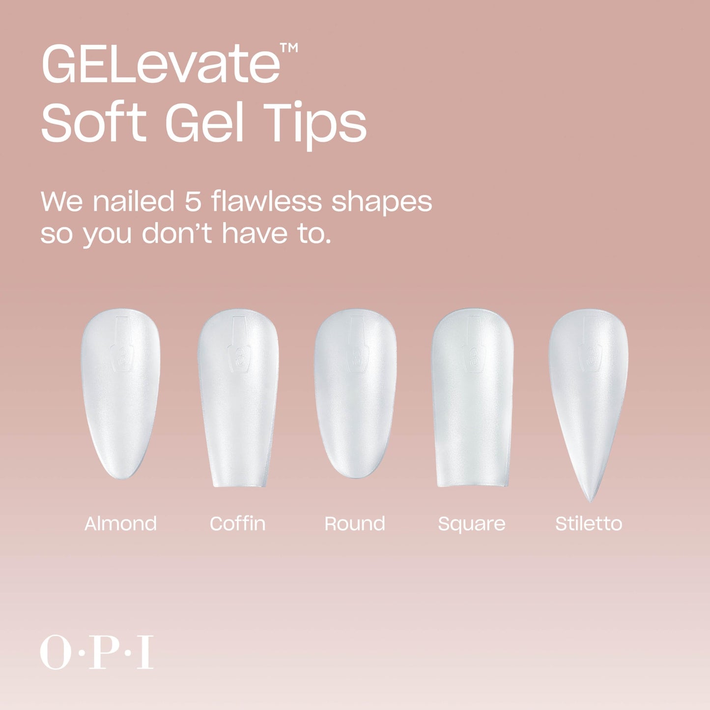 Tan OPI GELevate Soft Gel, Nail Tips | Almond Shape Extensions | Flexible & Natural Fit | 1 Box with 16 Sizes