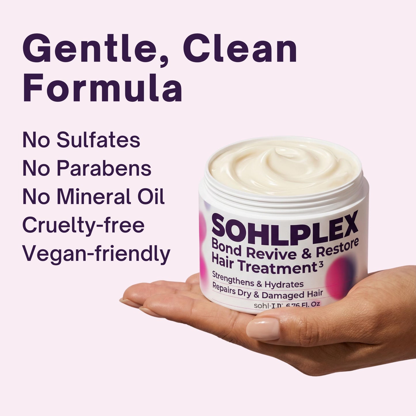 Lavender Blush sohl-I.D. Hair Mask for Dry & Damaged Hair – Deep Conditioning Repair Treatment to Restore Smoothness & Shine – Moisturizing Hair Mask with Vitamins B3, B5, B7, C & E – Vegan & Cruelty-Free 6.76 fl oz