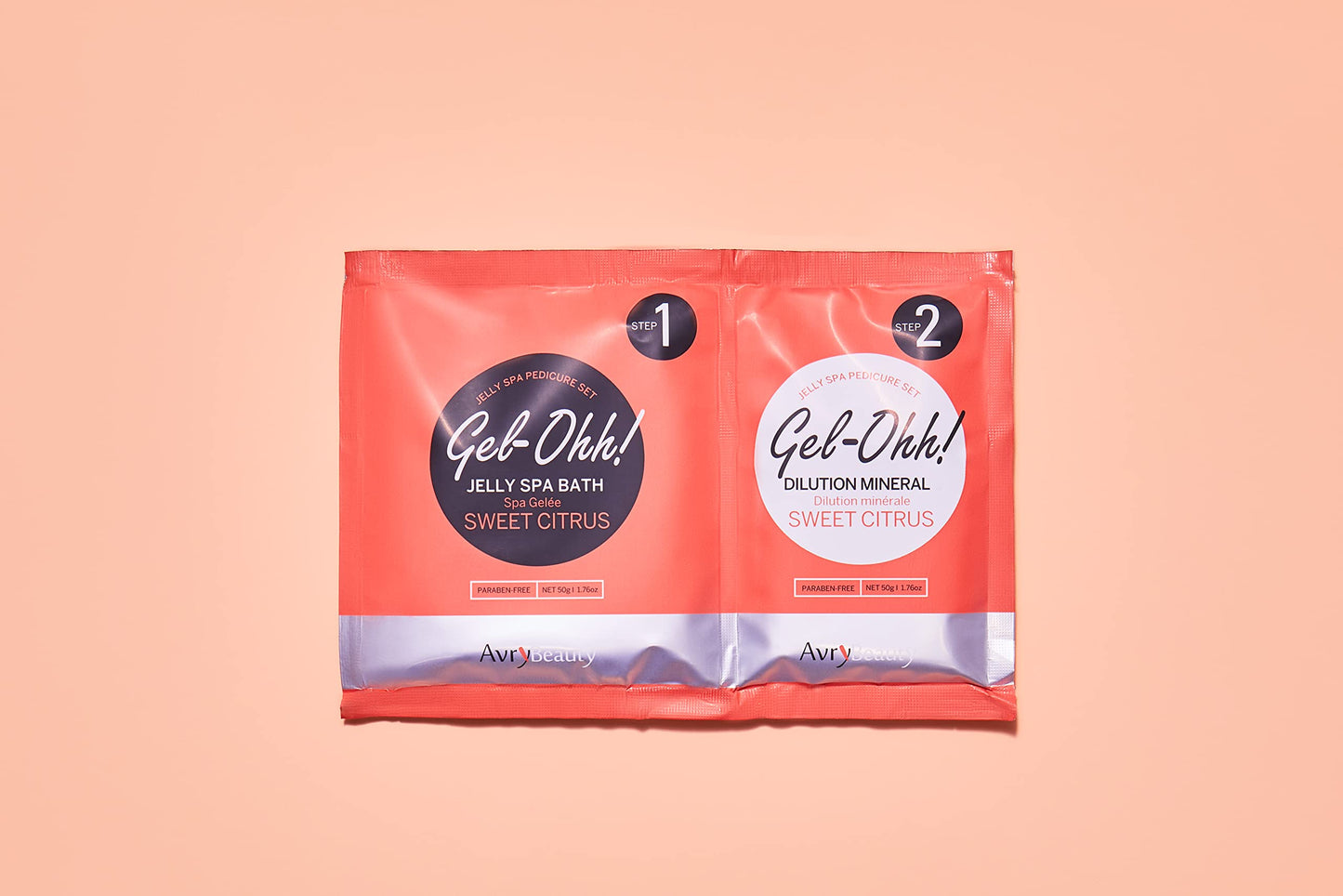 Salmon AvryBeauty Gel-Ohh Jelly Spa Bath 3 pack, Citrus Fresh, Citrus Scented, Vitamin C , Jelly Pedicure, Salon Services, Pedicure, Salon Pedi, Relaxation, Heat & Aroma Therapy, Foot Care