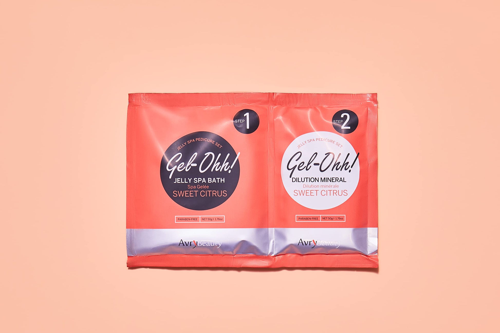 Salmon AvryBeauty Gel-Ohh Jelly Spa Bath 3 pack, Citrus Fresh, Citrus Scented, Vitamin C , Jelly Pedicure, Salon Services, Pedicure, Salon Pedi, Relaxation, Heat & Aroma Therapy, Foot Care