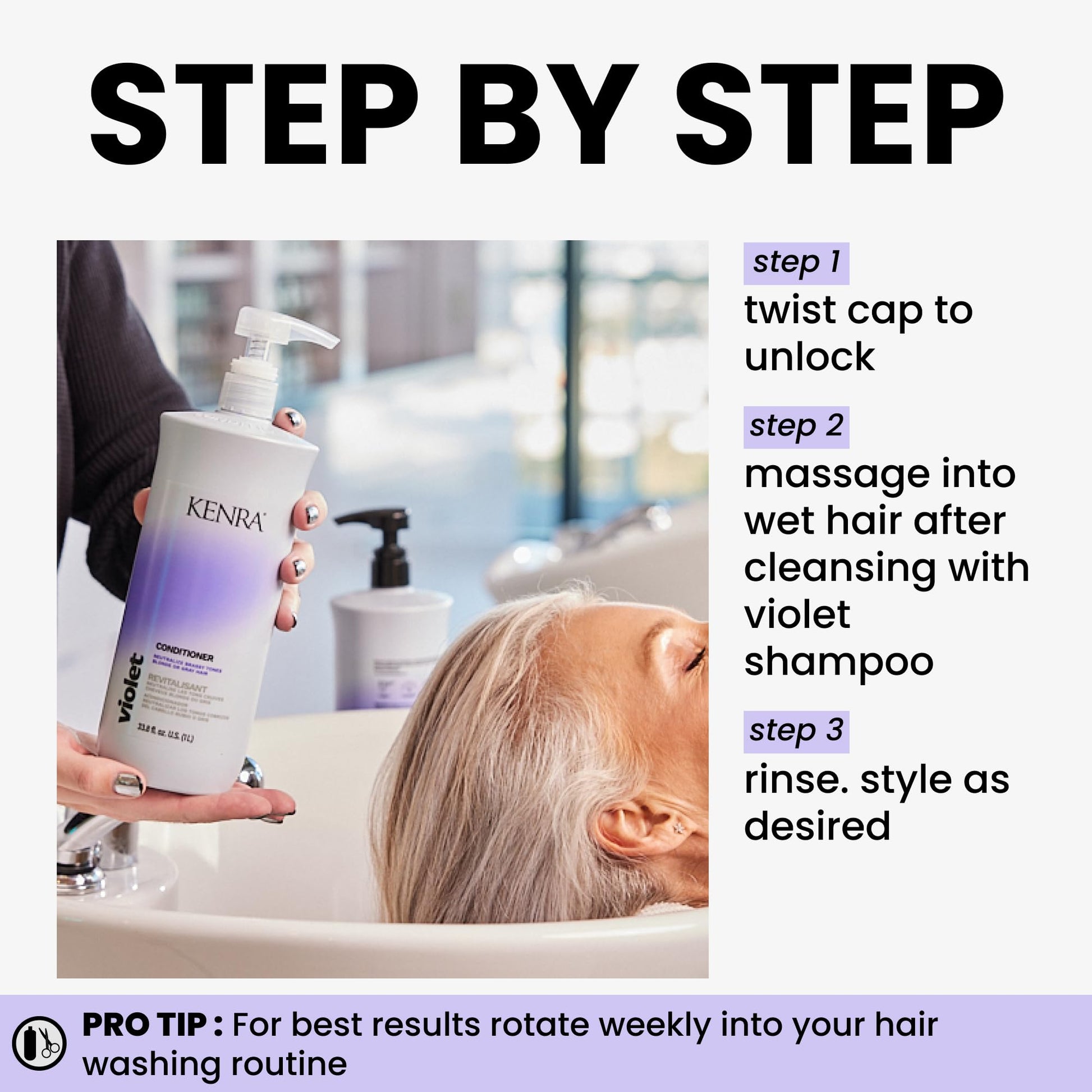 White Smoke Kenra Professional Violet Conditioner | Eliminates Brassy Tones | Purple Pigment + Deposit | Neutralizes Yellow | Moisturizes Processed Hair | Enhances Vibrancy of Blonde or Gray Hair | Color Safe
