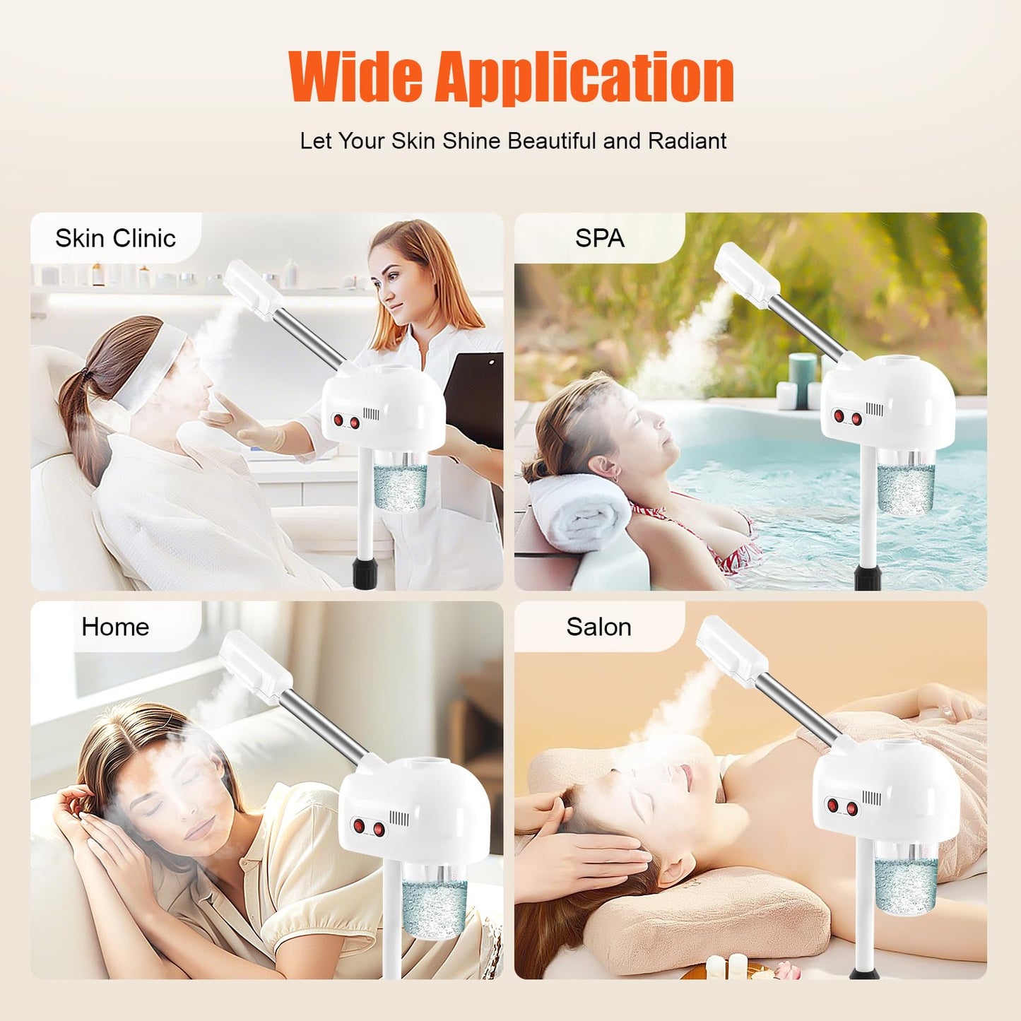 Misty Rose Facial Steamer, Professional Ozone Face Steamer Hot Ozone Beauty Salon Spa Skin Care Equipment 360° Rotatable for Personal Care Use at Home and Salon