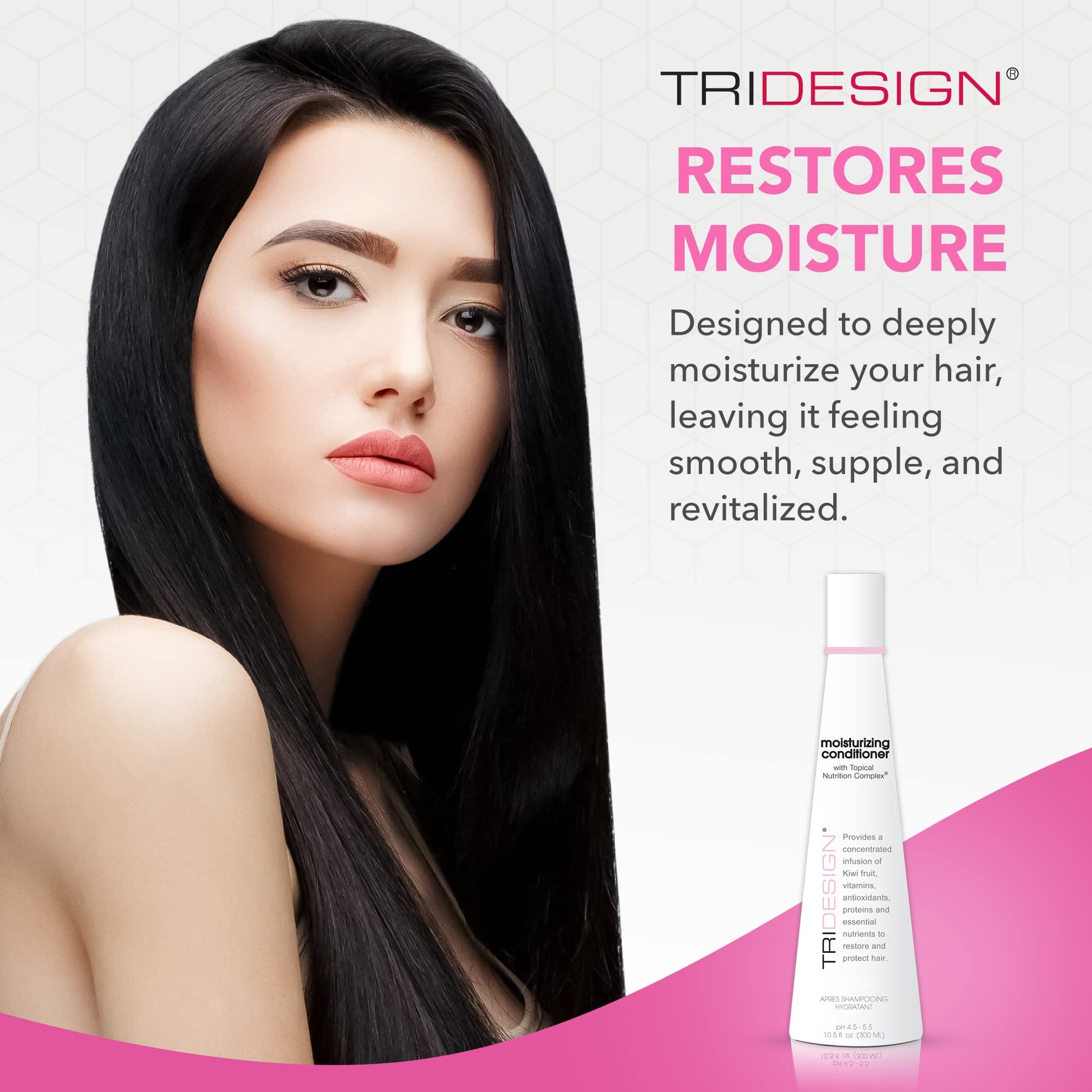 White Smoke TRIDESIGN TRI Moisturizing Conditioner - Hydrating Dry & Damaged Hair, Infused Wheat Protein to Protect, Repair & Restores Moisture to Curly, Straight, Wavy Treated Hair - 10.5 Fluid Ounce