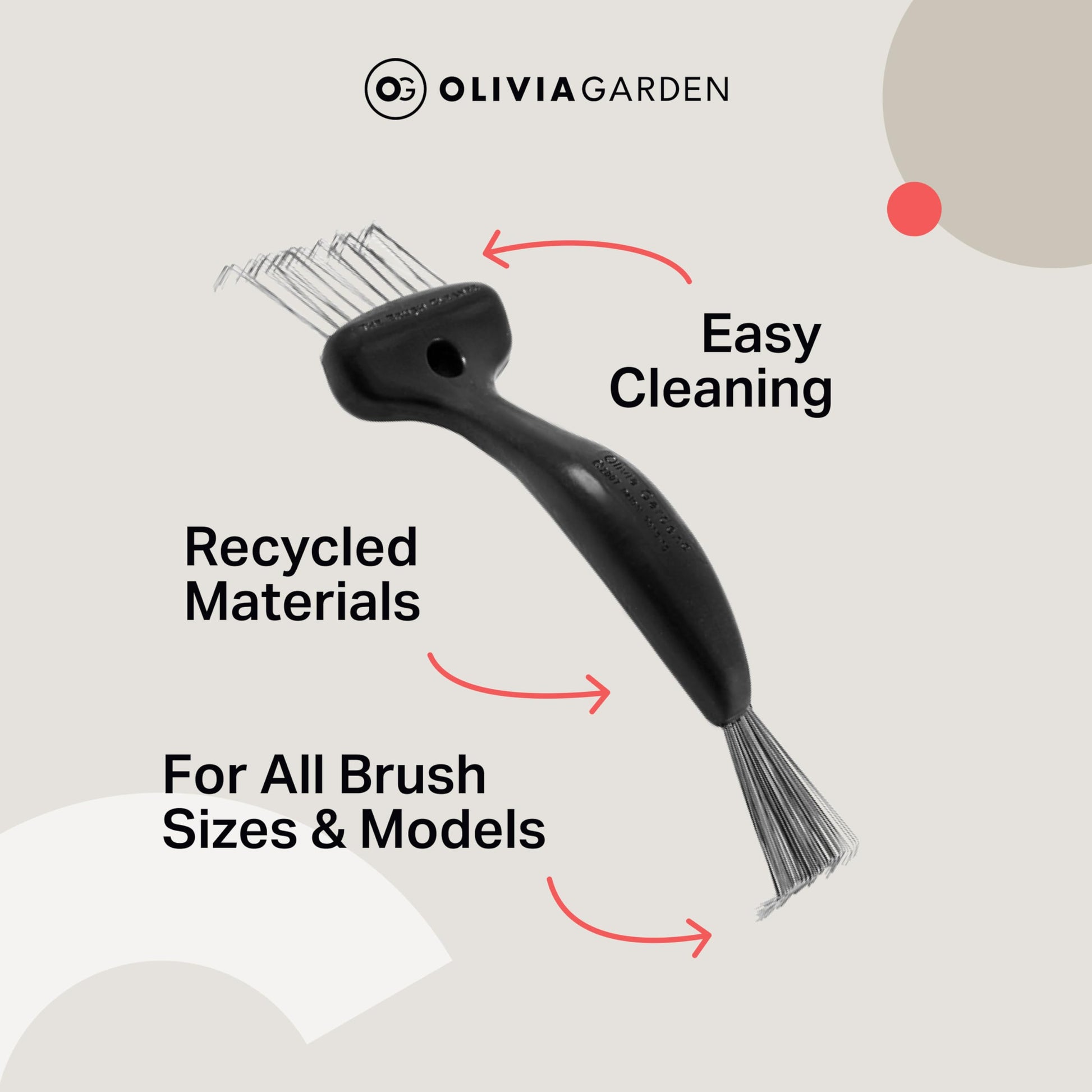 Antique White Olivia Garden The Brush Cleaner - Hair Brush Cleaner Tool for all Brush Sizes and Models - Removes Build-Up - 2 Tools in 1 - Beauty Care Accessories - Black