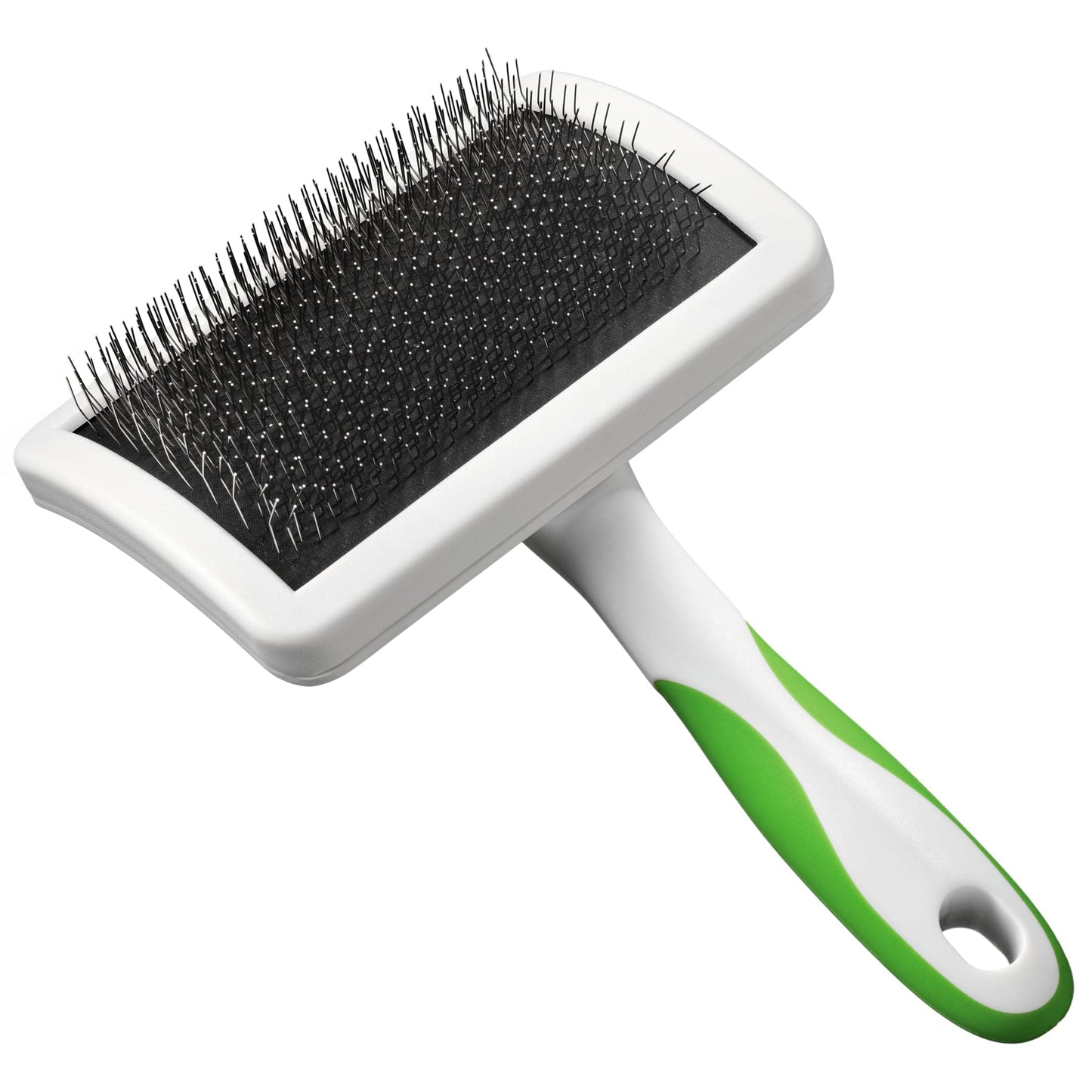 White Smoke Andis 65710 Self-Cleaning Animal Slicker Brushes with Curved Stainless-Steel Bristles for All Breeds - Reduces Shedding by Up to 90%, Removes Tangles, Dirt & Loose Hair – Large, Green,Black