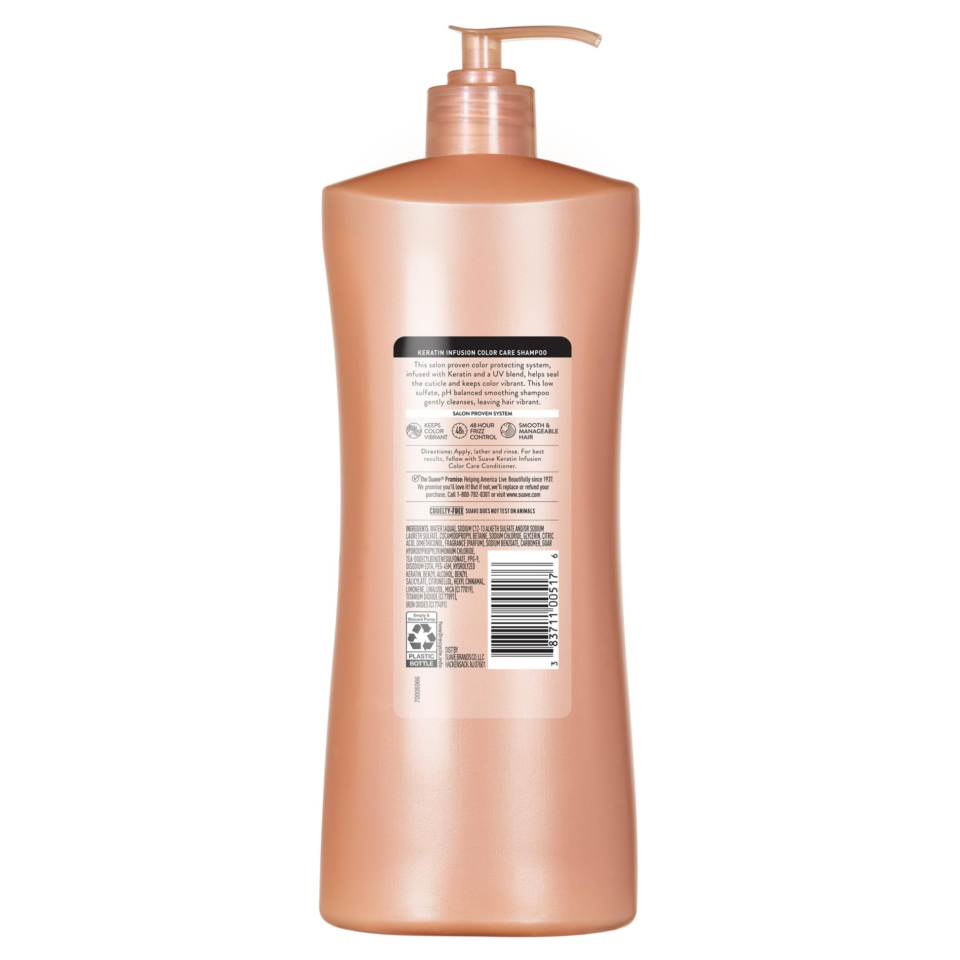 White Smoke Suave Keratin Infusion Color Care Shampoo For Color Treated Hair, Anti Fade & 48HR Frizz Control, Smooths & Adds Shine, 28 FL OZ Pump, 4 Count