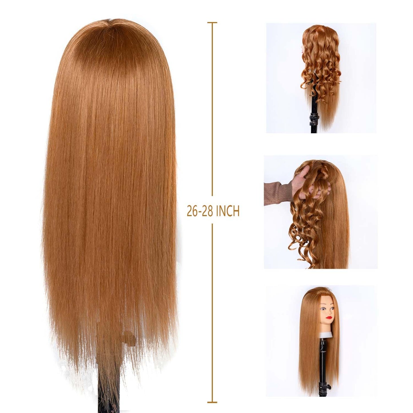 White Smoke Depaajk Mannequin Head with 80% Human Hair Straight 26"-28" Doll Head with Hair Cosmetology Mannequin Head Human Hair for Hairdresse (27#yellow)