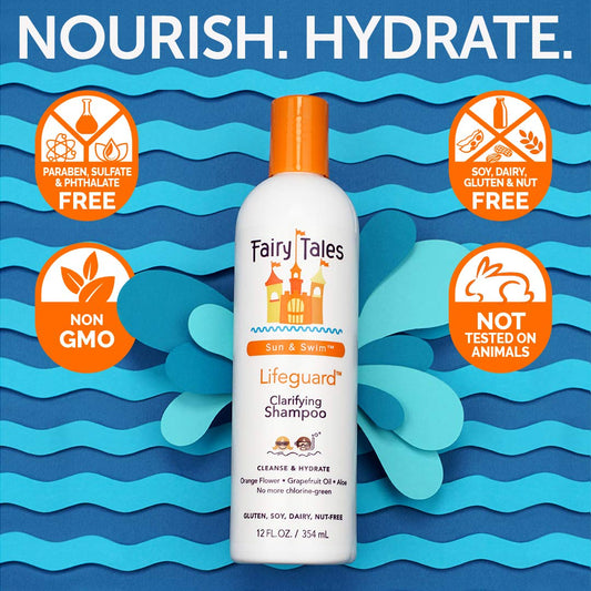 Dark Cyan Fairy Tales Swim Shampoo for Kids - 12 oz | Made with Natural Ingredients in the USA | Chlorine Removal Swimmer Shampoo for Kids | No Parabens, Sulfates, or Synthetic dyes