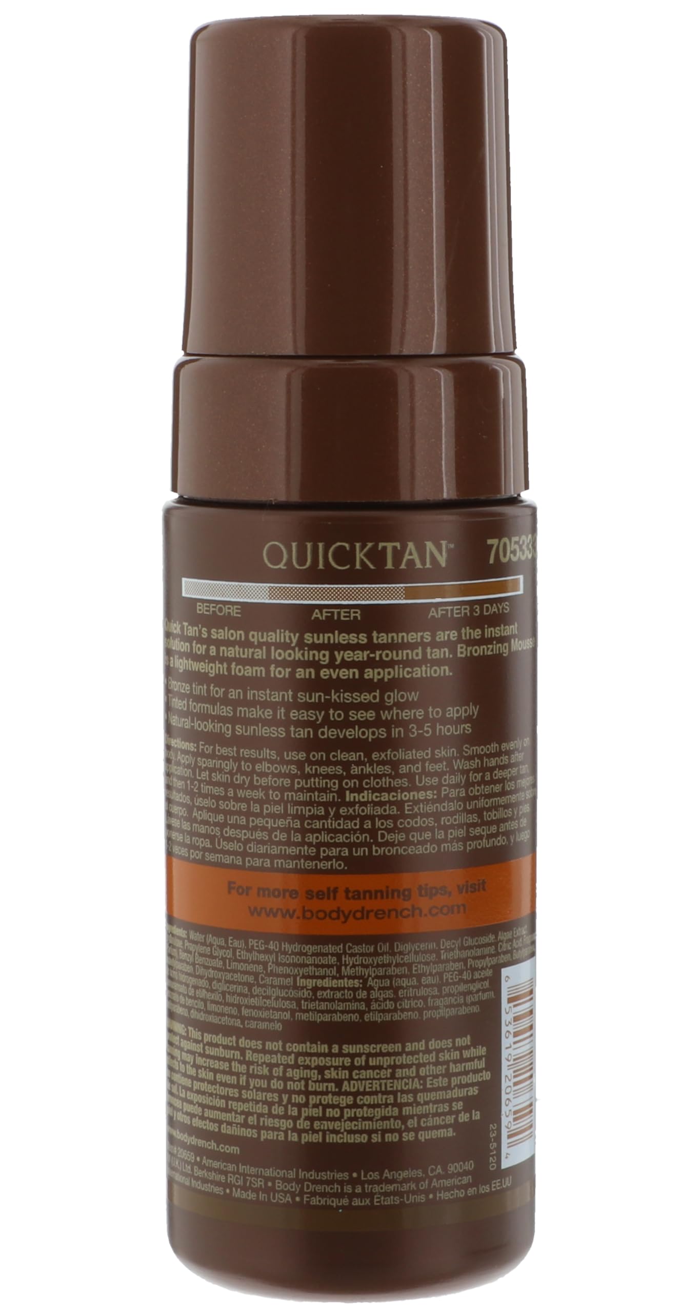 Dark Olive Green Body Drench Quick Tan Instant Self-Tanner - Bronzing Mousse, Self Tanning Foam for Natural and Quick Sun-Kissed Tan Skin, Medium Dark, 4.2 Oz, 2-Pack