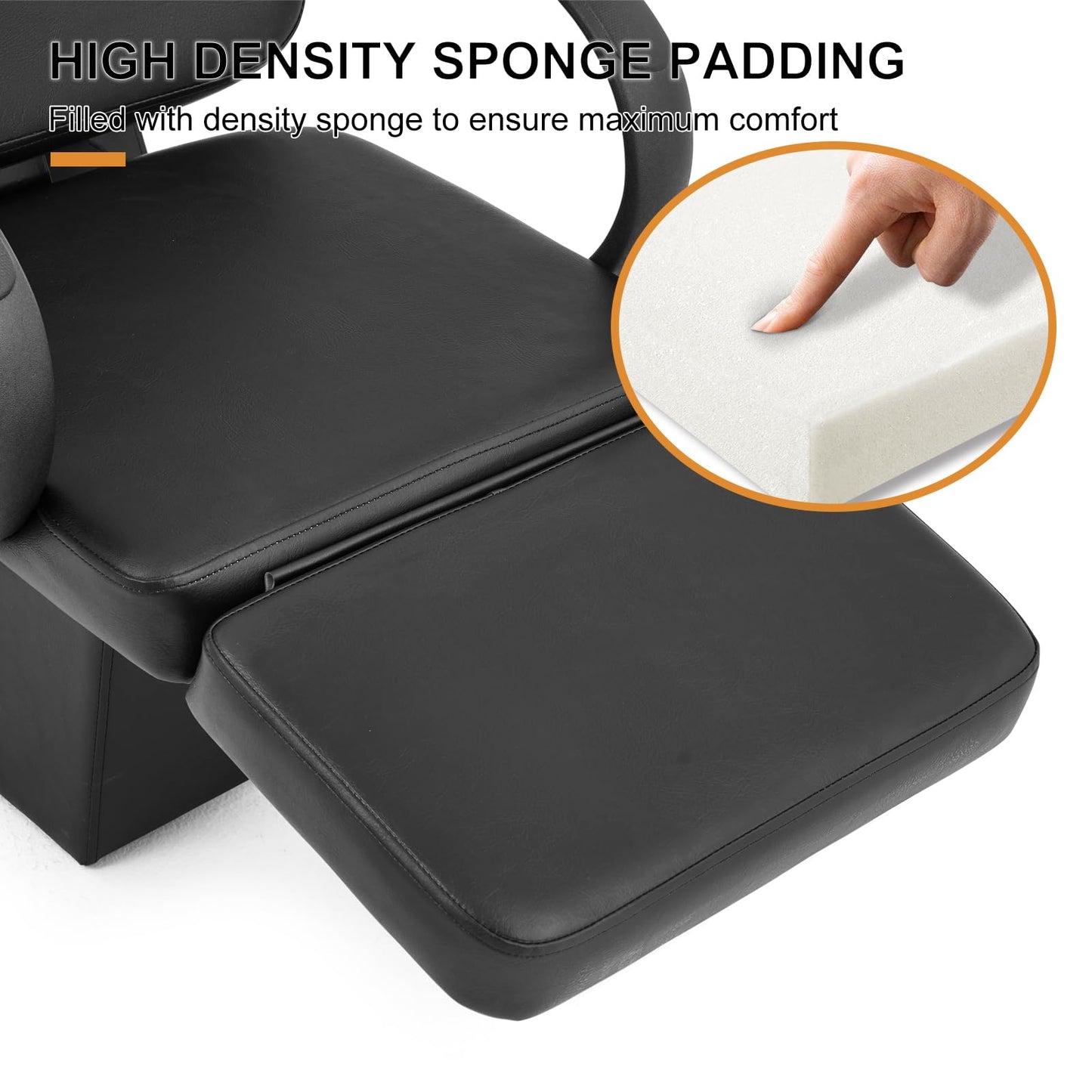 White Smoke Artist Hand Shampoo Bowl, 47" Ceramic Bowl Chair Adjustable Backwash Shampoo Station Footrest Salon Equipment(White Bowl)
