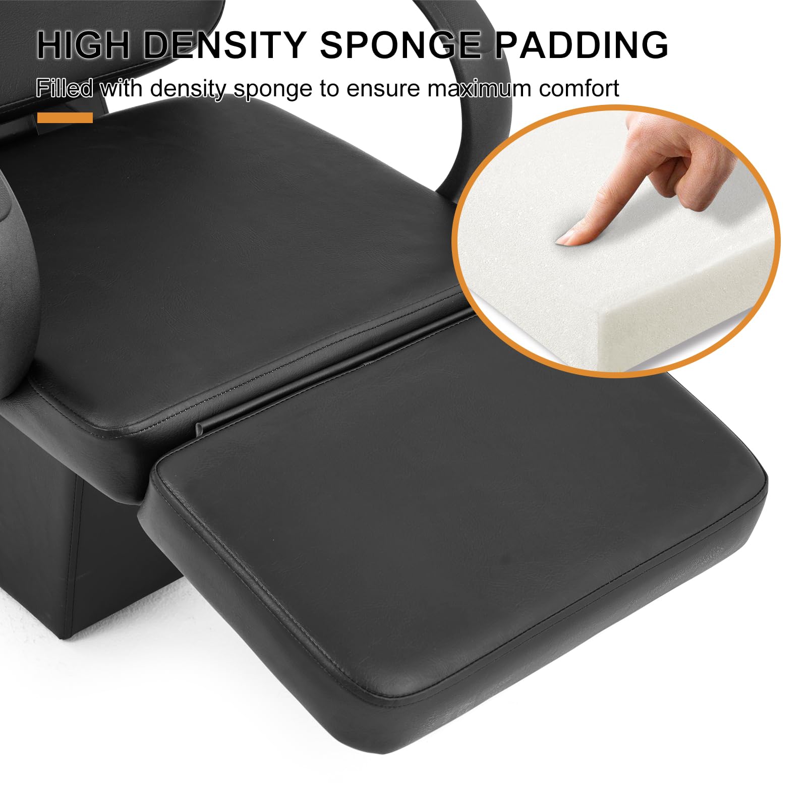 White Smoke Artist Hand Shampoo Bowl, 47" Ceramic Bowl Chair Adjustable Backwash Shampoo Station Footrest Salon Equipment(White Bowl)