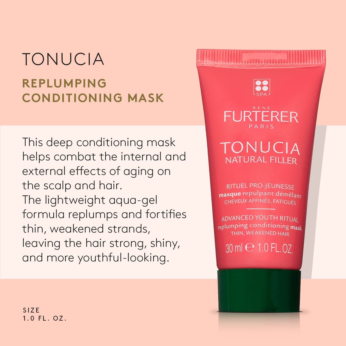 Seashell Rene Furterer TONUCIA Replumping Conditioning Mask - For Thin, Weakened Hair Due to Aging - Redensify & Revitalize - Silicone-Free