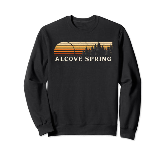 Dark Slate Gray Alcove Spring, KS Vintage Evergreen Sunset Eighties Retro Sweatshirt