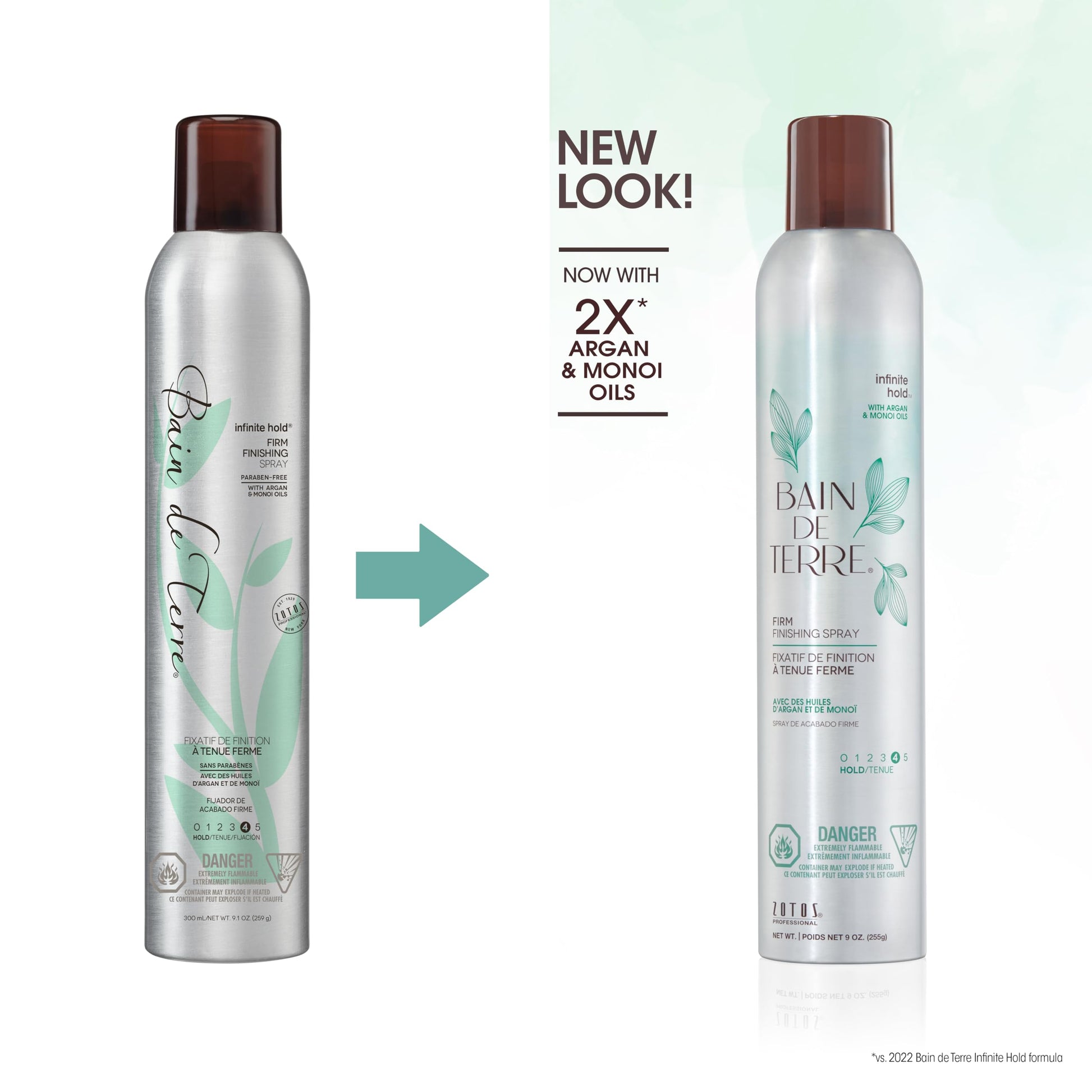 White Smoke Bain de Terre Infinite Hold Firm Finishing Spray, Lasting Control & Shine, Heat & Humidity Protection with Argan & Monoi Oils, Paraben-Free, Color-Safe, Vegan, 9.1 Fl Oz