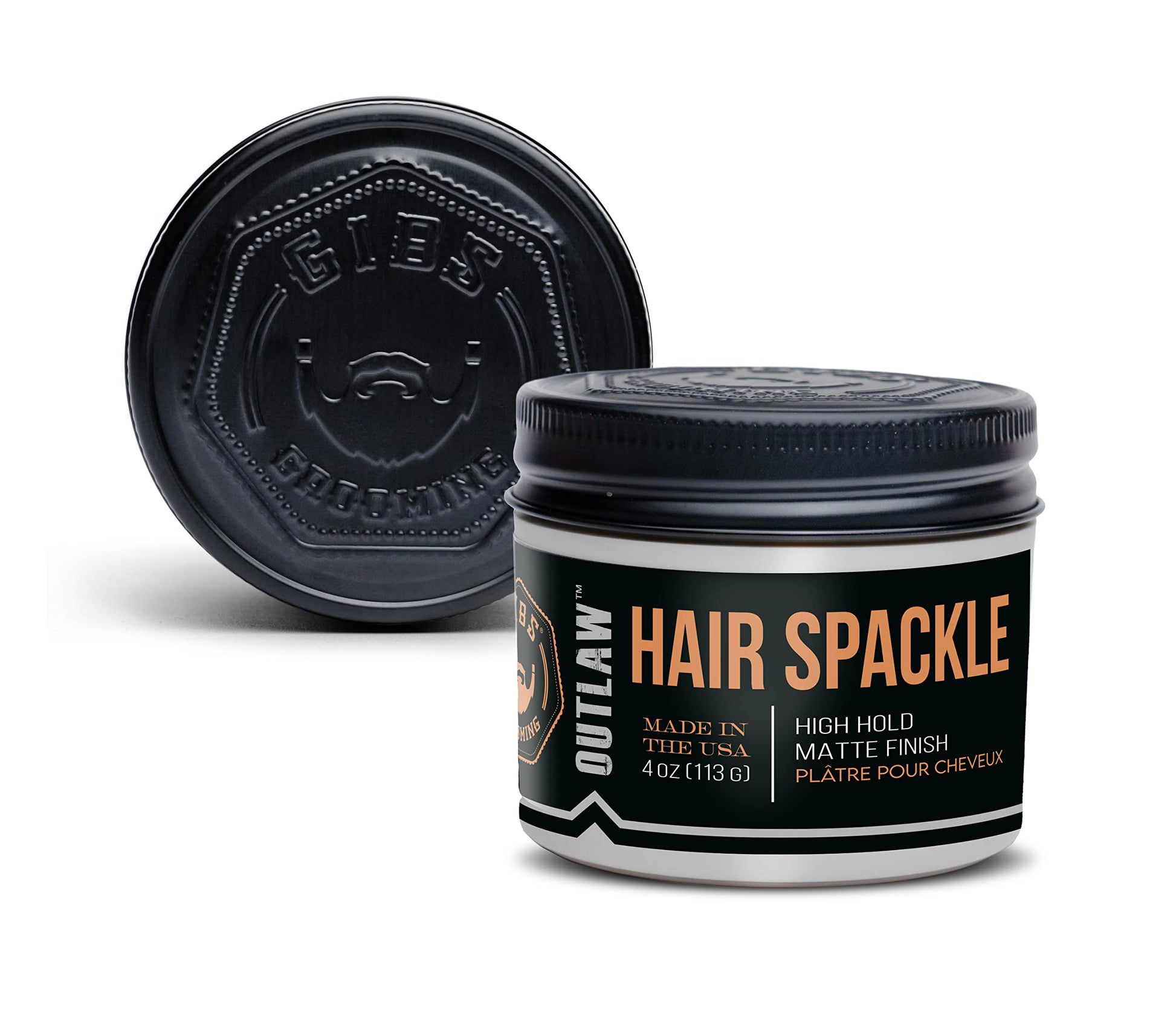 White Smoke GIBS Grooming Outlaw Hair Spackle (4 oz) High Hold - Matte Finish - Pomade/Hair Clay for Men - Holy Basil & Hops Blend - Dark Plum, Clove & Black Currant Fragrance - Scalp Moisturizer - Made in USA