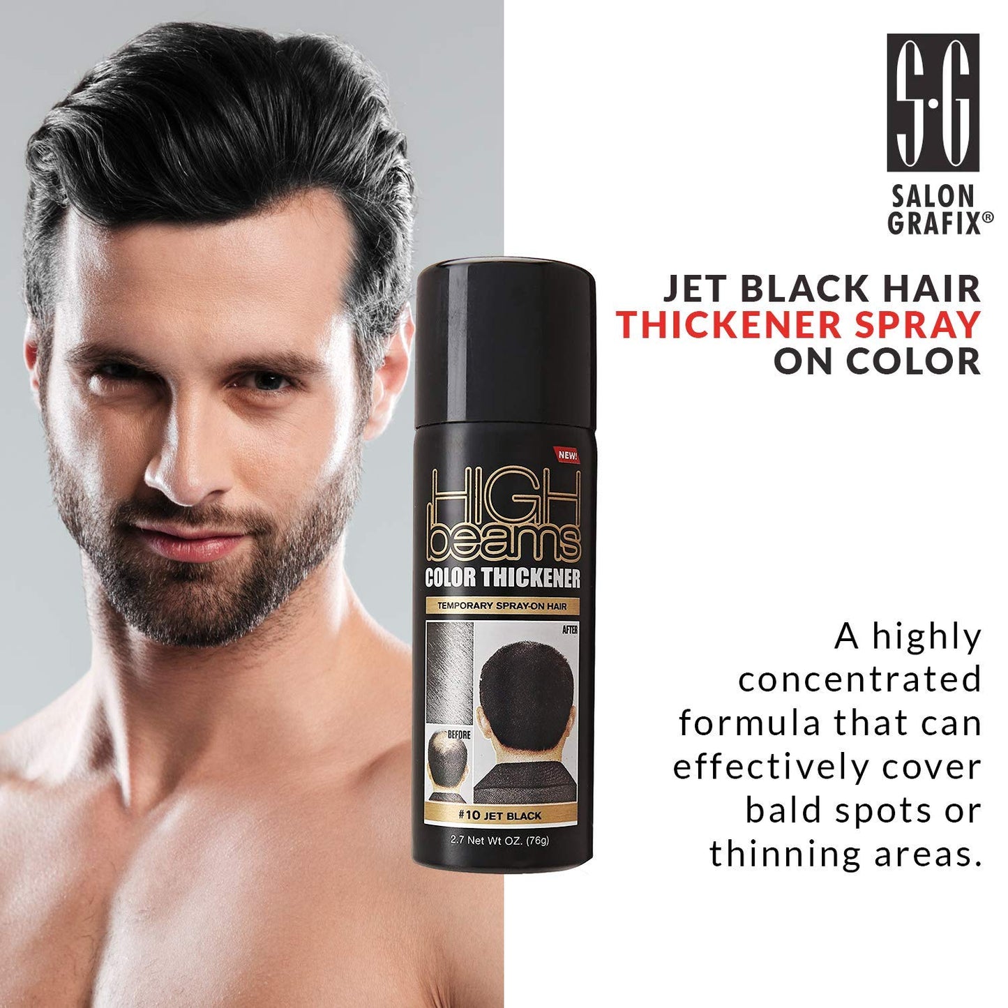 White Smoke Salon Grafix High Beams Color Thickener Temporary Spray - Jet Black for Unisex - 2.7 oz Hair Color