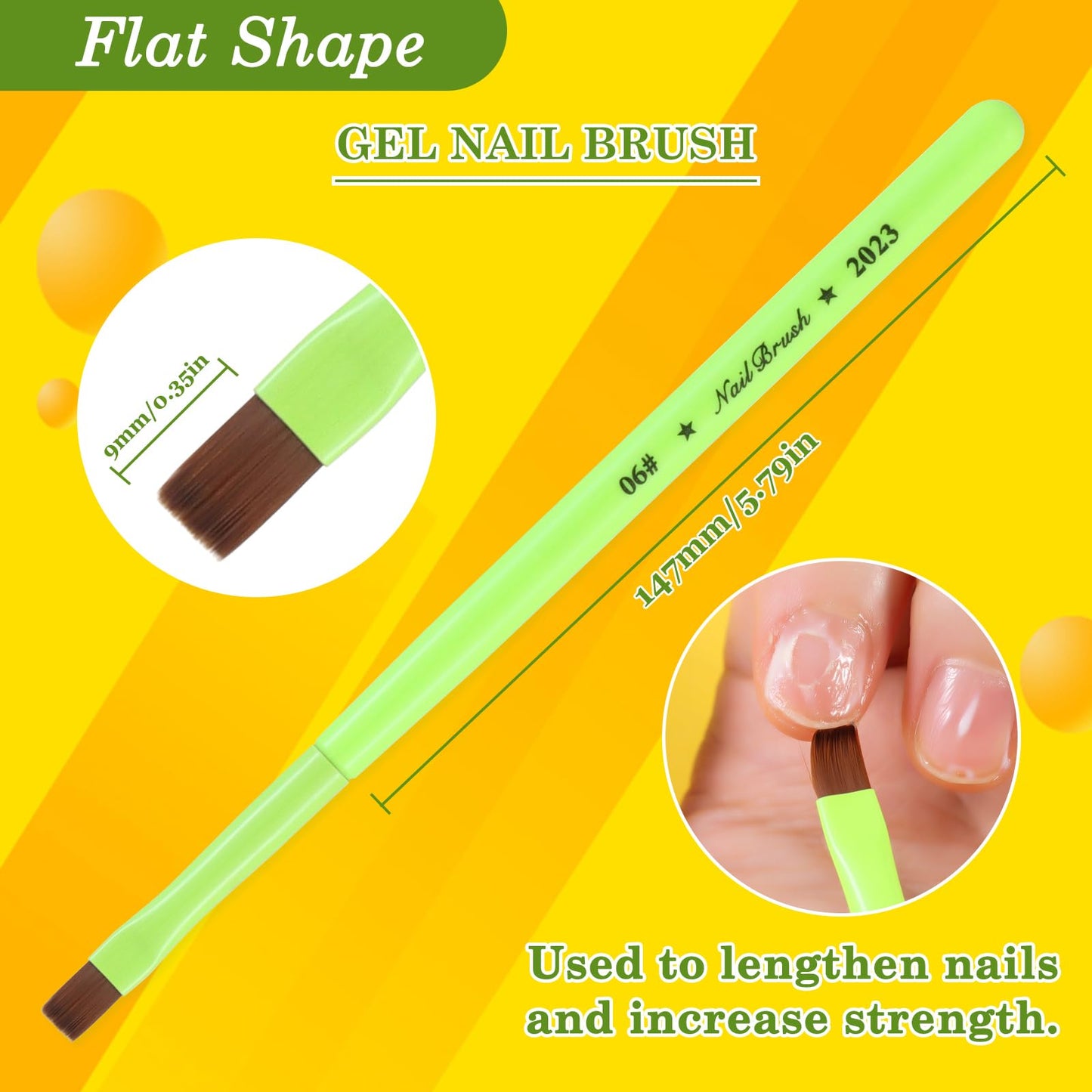Gold INENK 3PCS Nail Clean Up Brushes for OPI Nail Polish Remover, Brushes for Cleaning Polish Mistakes on the Cuticles, Acetone Resistant Nail Brush for Nail Art and Designs（Fluorescent Green ）