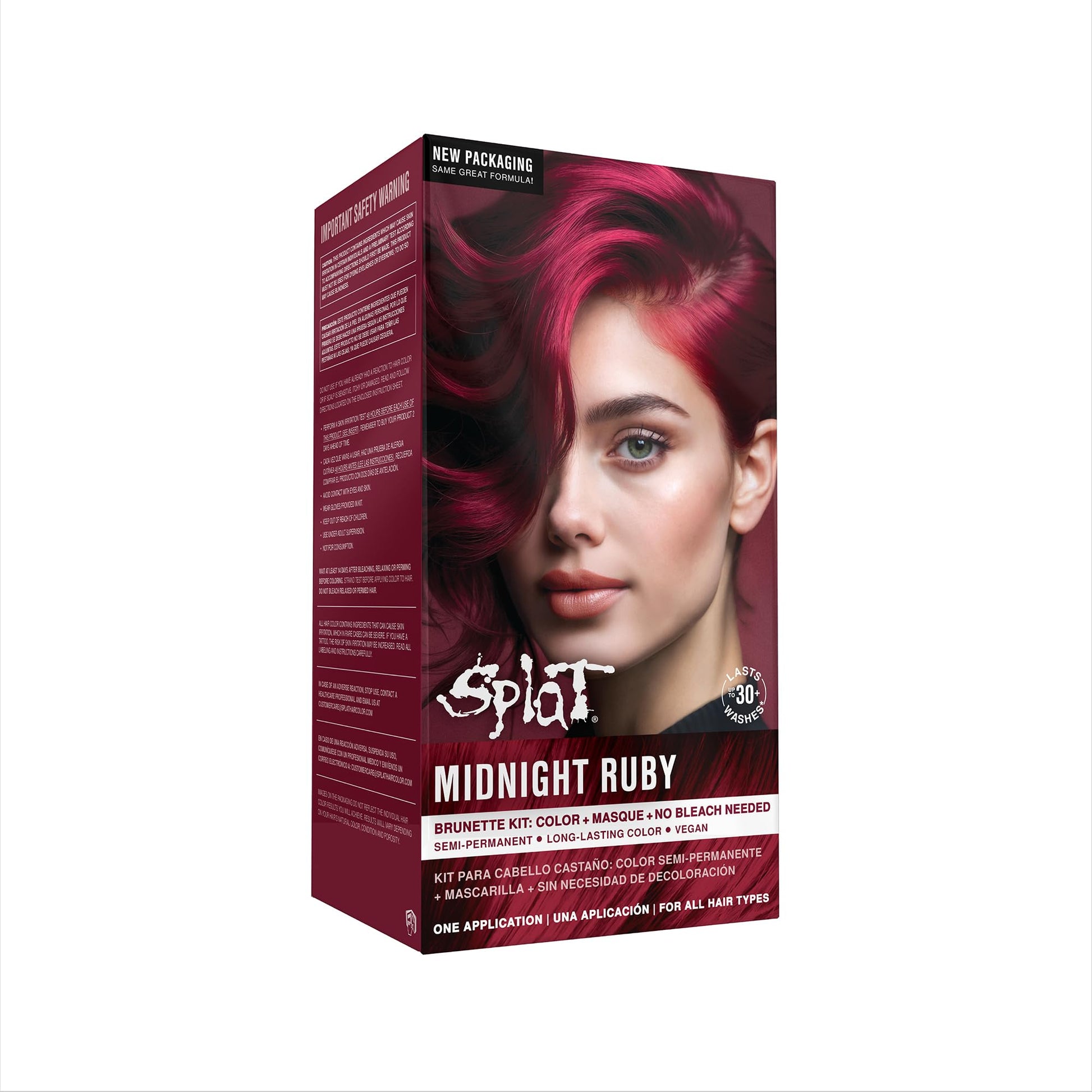White Smoke Splat Vegan and Cruelty-Free Semi-Permanent Hair Color Dye (6 Fl Oz, MIDNIGHT RUBY)