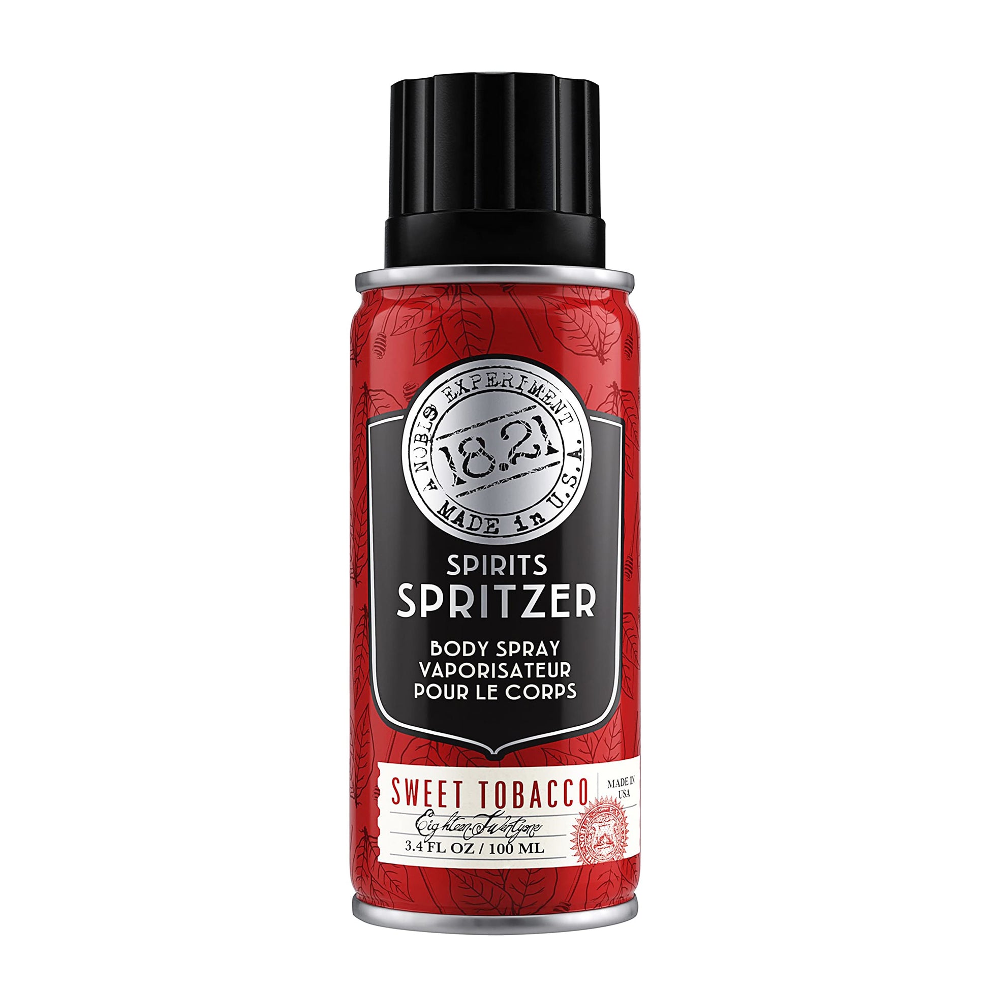 Black 18.21 Man Made Men’s Spirits Spritzer Sweet Tobacco Fragrance, 3.4 oz. - Luxurious Long-Lasting All Over Body Spray with Masculine Aromatics - Premium Men Care Products - Gifts for Him