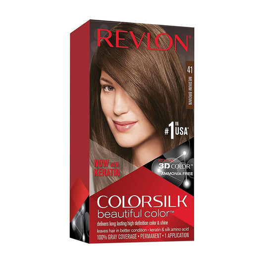 Brown Revlon ColorSilk Beautiful Color 41 Medium Brown 1 ea (Pack of 12)