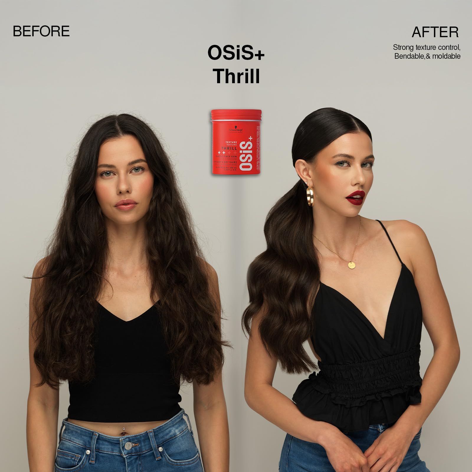 Gray OSiS+ Thrill Texture Fiber Styling Gum for Hair, 3.38 Oz – Medium Hold Flexible Style, Tames Flyaways – Bendable, Moldable Texturizing Styling Gum for Style Separation and Shine