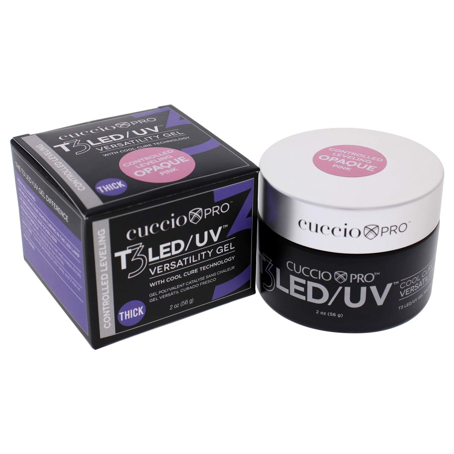 White Smoke Cuccio Pro T3 LED/UV Cool Cure Versatility Gel - Controlled Levelling - Incredibly Flexible - Strong Adhesion - Thick Viscosity - Fast Application - Quick Cure - Opaque Petal Pink - 2 Oz Nail Gel