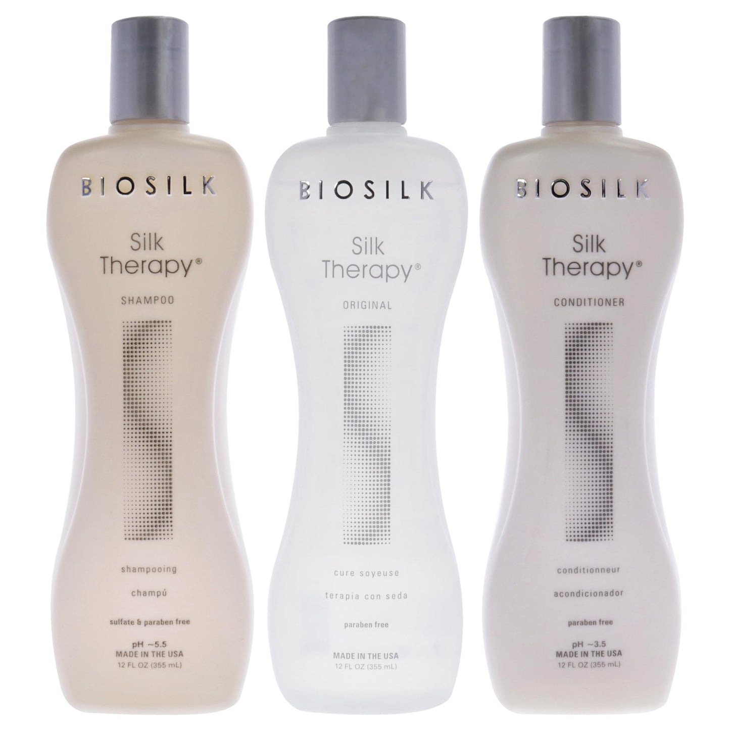 White Smoke Biosilk Hair Therapy 12Oz Biosilk Therapy Shampoo, 12Oz Biosilk Therapy Conditioner, 12Oz Biosilk Therapy Serum
