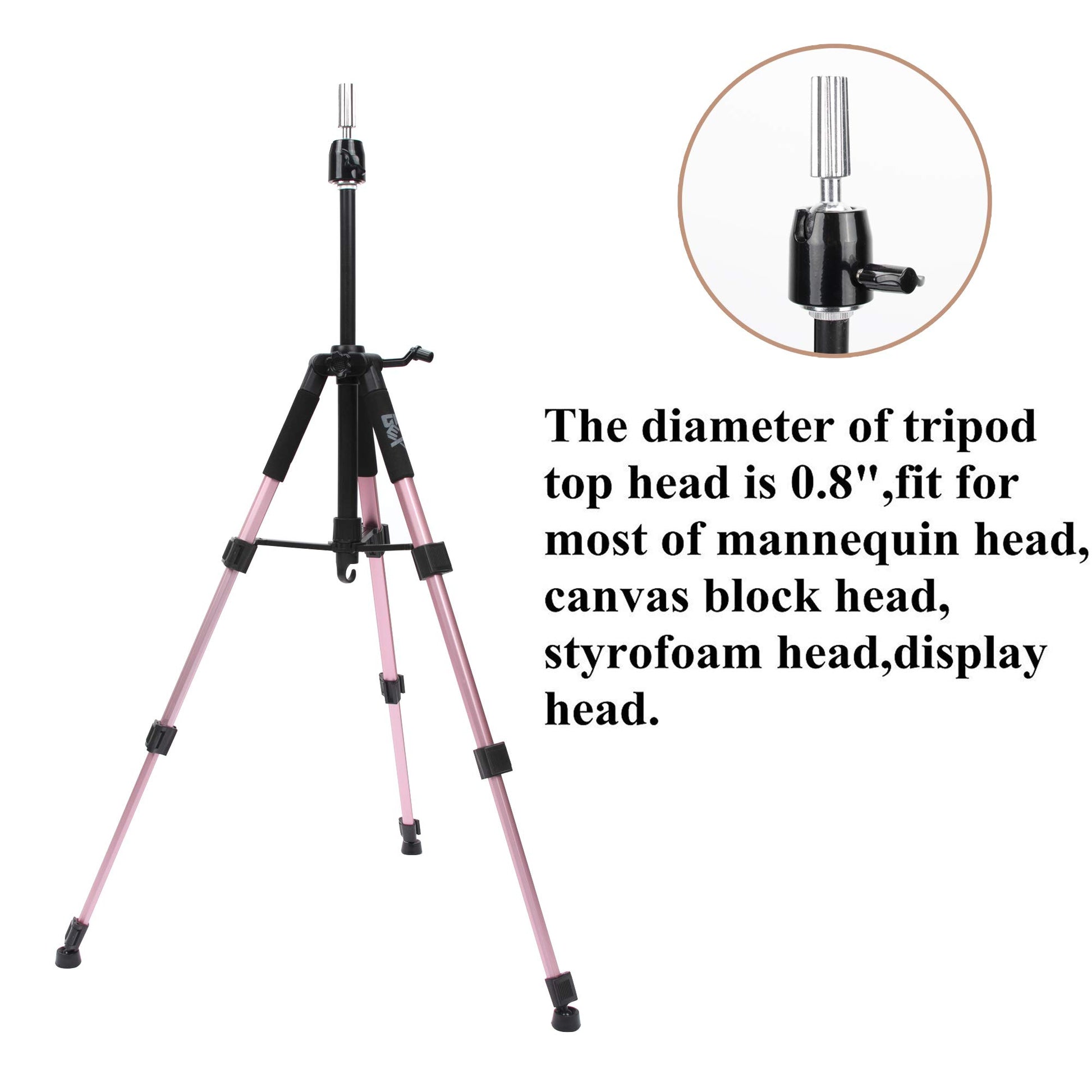 White Smoke GEXWORLDWIDE GEX 55" Mannequin Tripod Stand Canvas Block Training Doll Manikin Head Wig Stand for Cosmetology Hairdressing (Rose Gold)