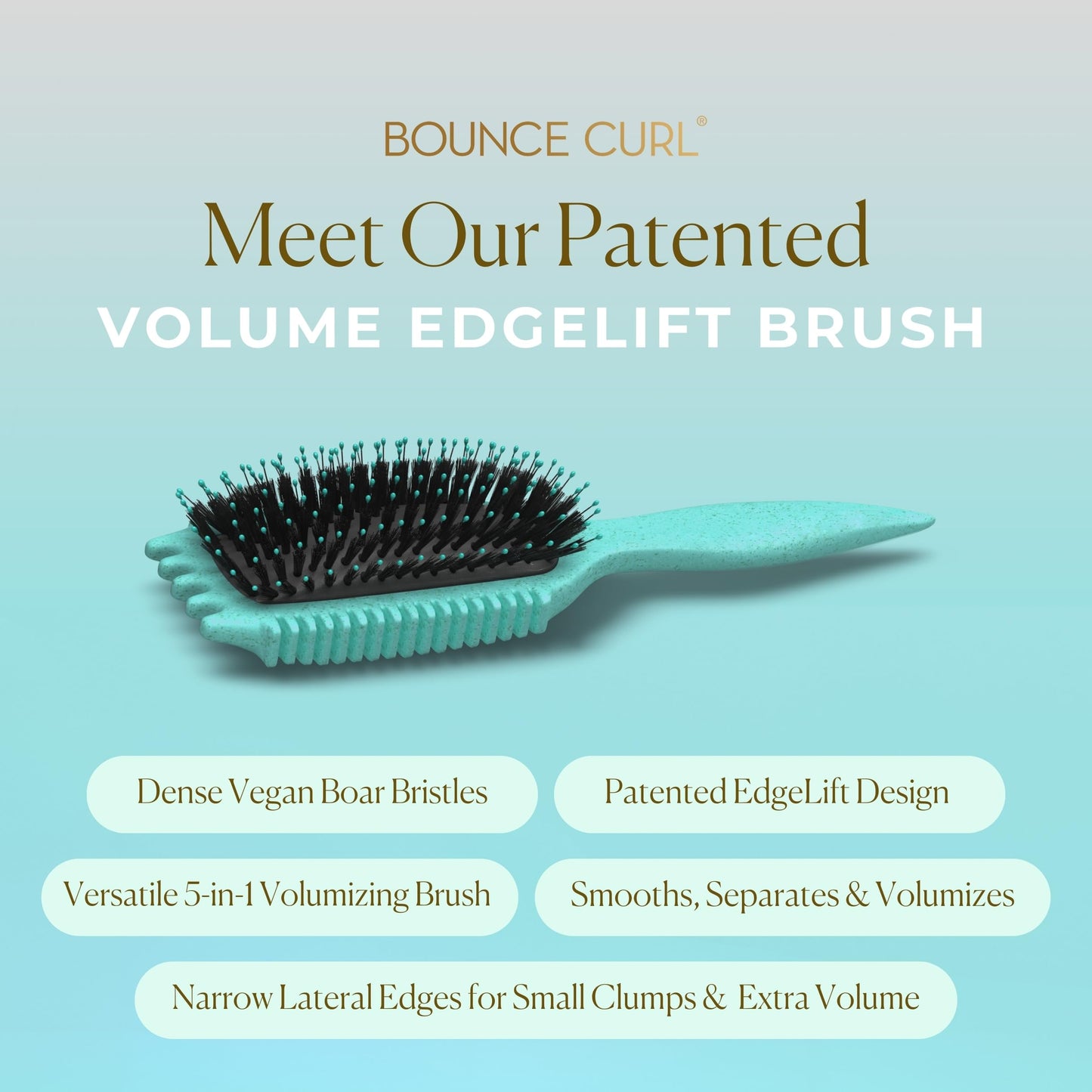 Light Gray Bounce Curl Volume EdgeLift Brush, 5-in-1 Tool for Volumized Waves, Curls & Coils - Teal