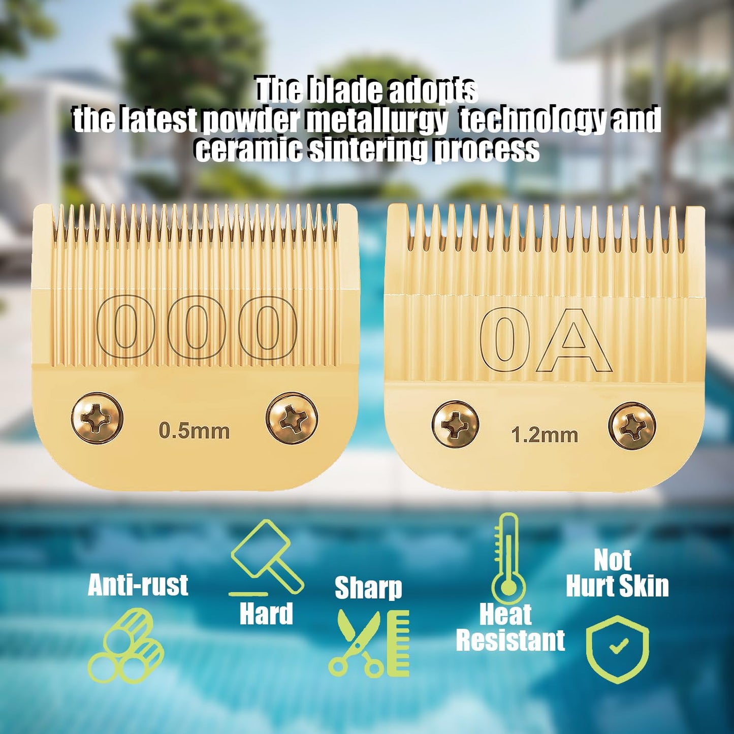 Light Goldenrod Professional Detachable Replacement Blades Set,Cut Length,Compatible with Andis AGC,BDC,BGC,MBG Series/Oster Classic 76/Star-Teq/Power-Teq/A5 Clipper (7PACK) Golden