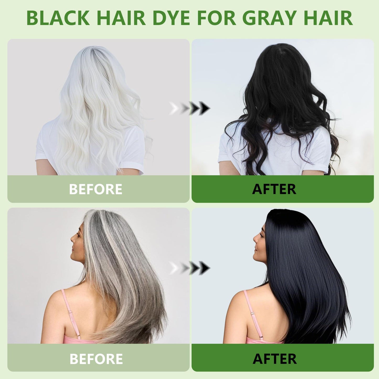 Light Gray Black Hair Dye Gel, 3 IN 1 Gentle for Women & Men,Black Hair dye Complete Gray Coverage,contains Various Plant Extracts, Hair Color Gel No Ammonia & Peroxide, 200ml
