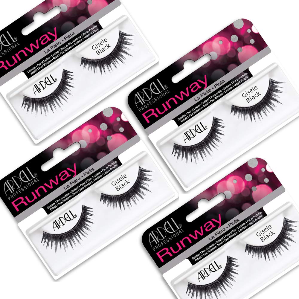 White Smoke Ardell False Eyelashes Gisele, Black - Natural Look Lashes, Comfortable Wear, Perfect for Everyday & Special Occasions, 4 Pack