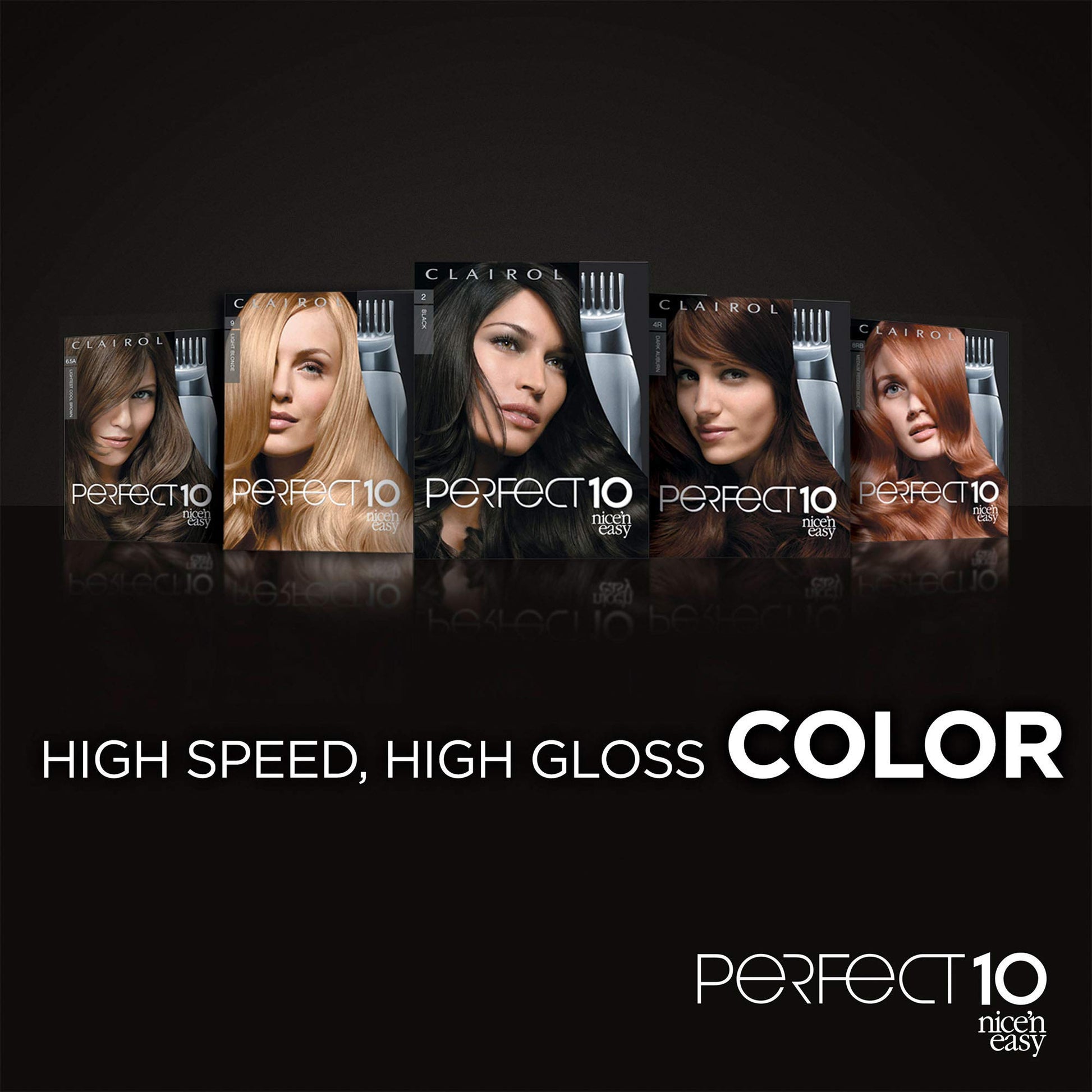 Black Clairol Nice'n Easy Perfect 10 Permanent Hair Dye, 4 Dark Brown Hair Color, Pack of 2
