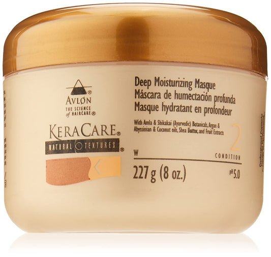 Wheat KeraCare Natural Textures Deep Moisturizing Masque 8 oz - With Argan, Abyssinian & Coconut Oils - Shea Butter and Fruit Extracts - Restores Hair Moisture - Prevents Breakage