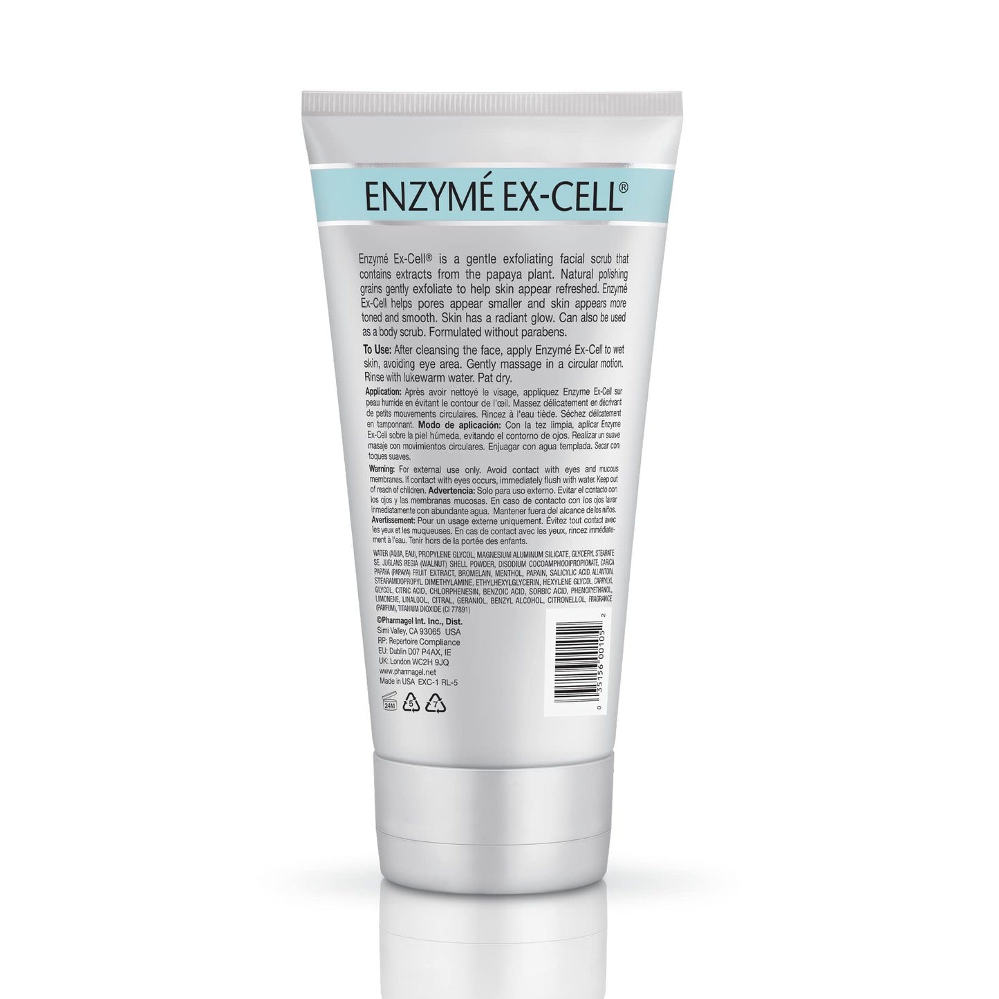 White Smoke Pharmagel Enzyme Ex-Cell - Gentle Papaya Face Exfoliator Scrub for All Skin Types - 6 Ounces